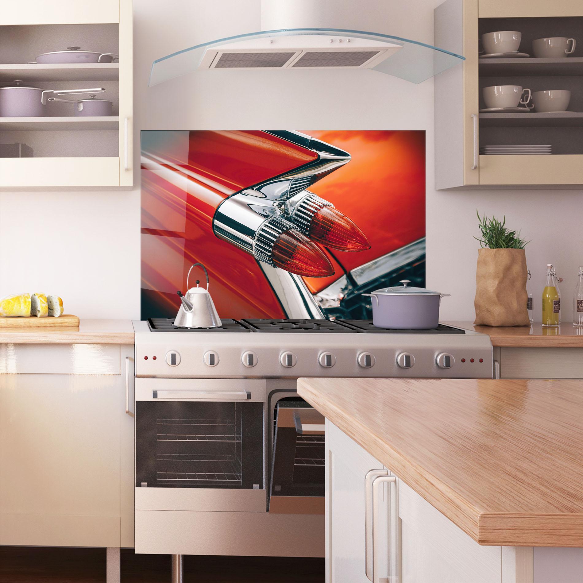 Стъклен панел за кухня Vintage Car Red mockup 1