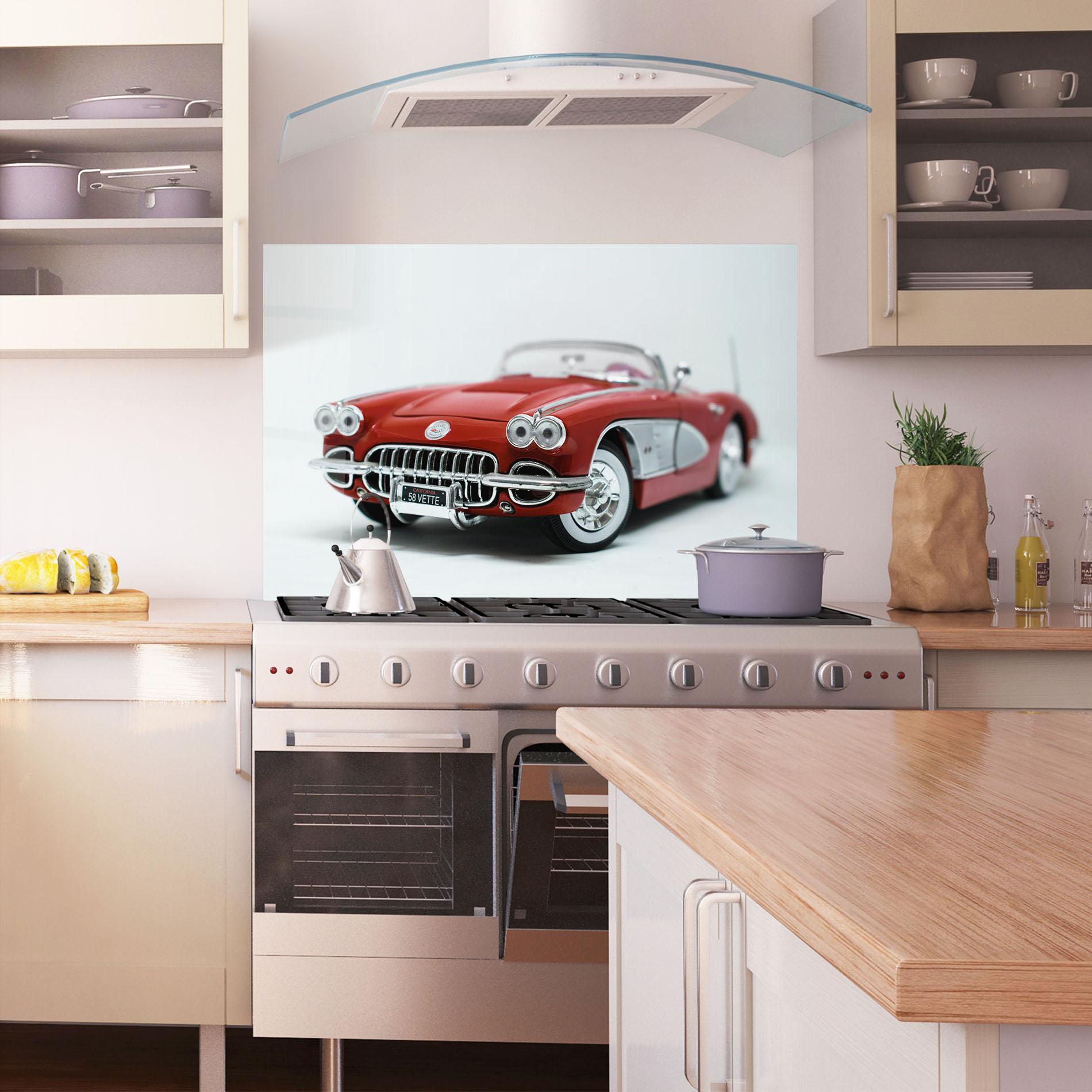 Стъклен панел за кухня Vintage Red Car mockup 1