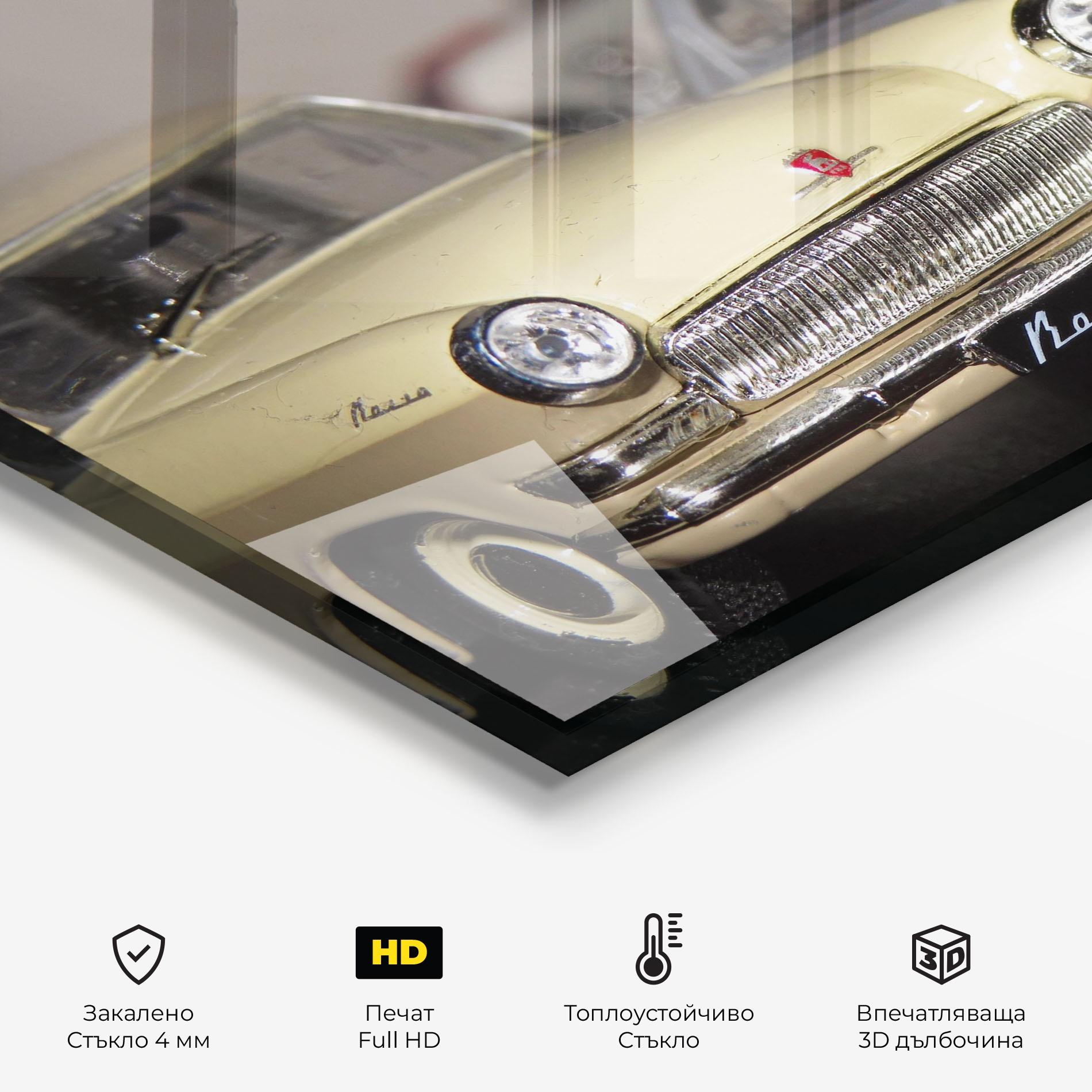 Стъклен панел за кухня Cream Grey Car mockup 2