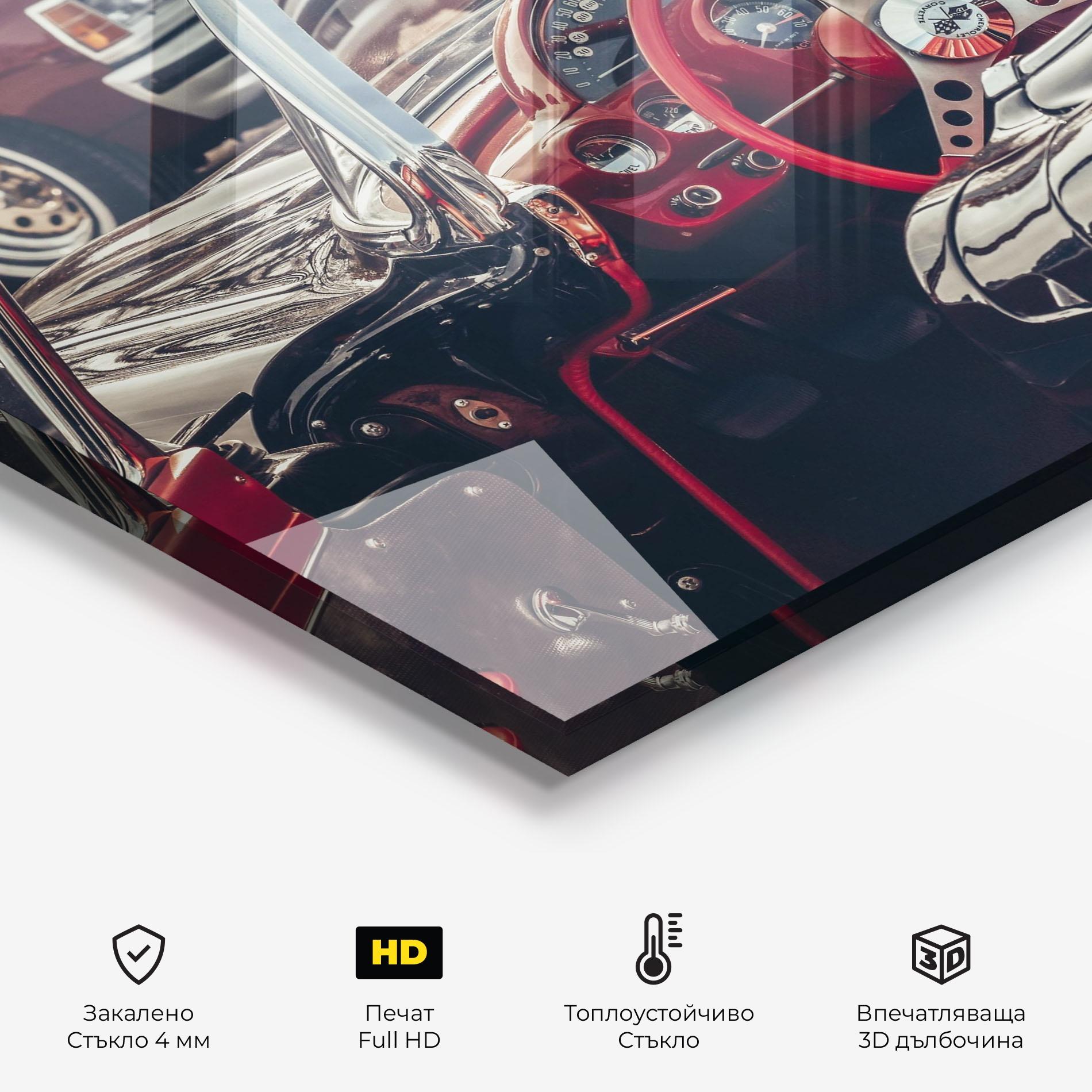 Стъклен панел за кухня Steering Wheel Red mockup 2