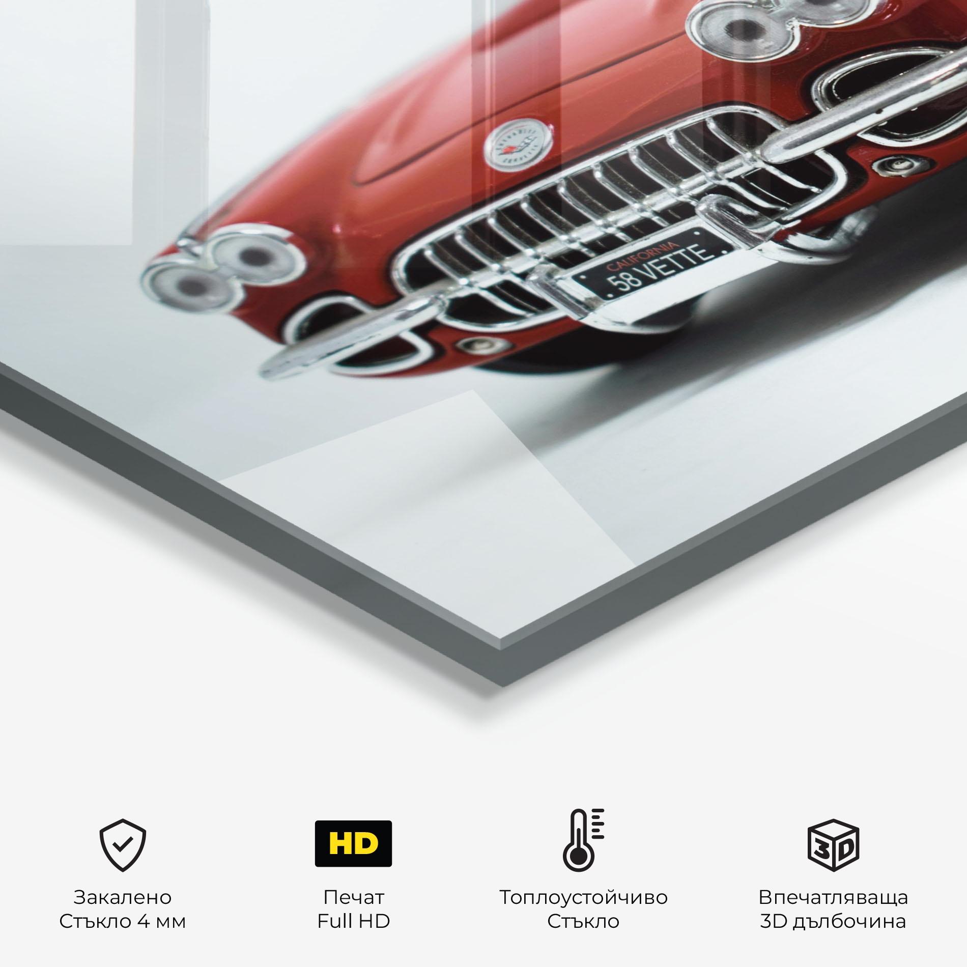 Стъклен панел за кухня Vintage Red Car mockup 2