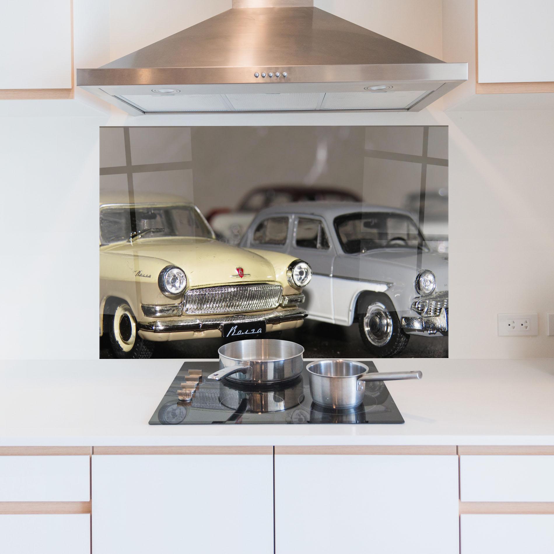 Стъклен панел за кухня Cream Grey Car mockup 5