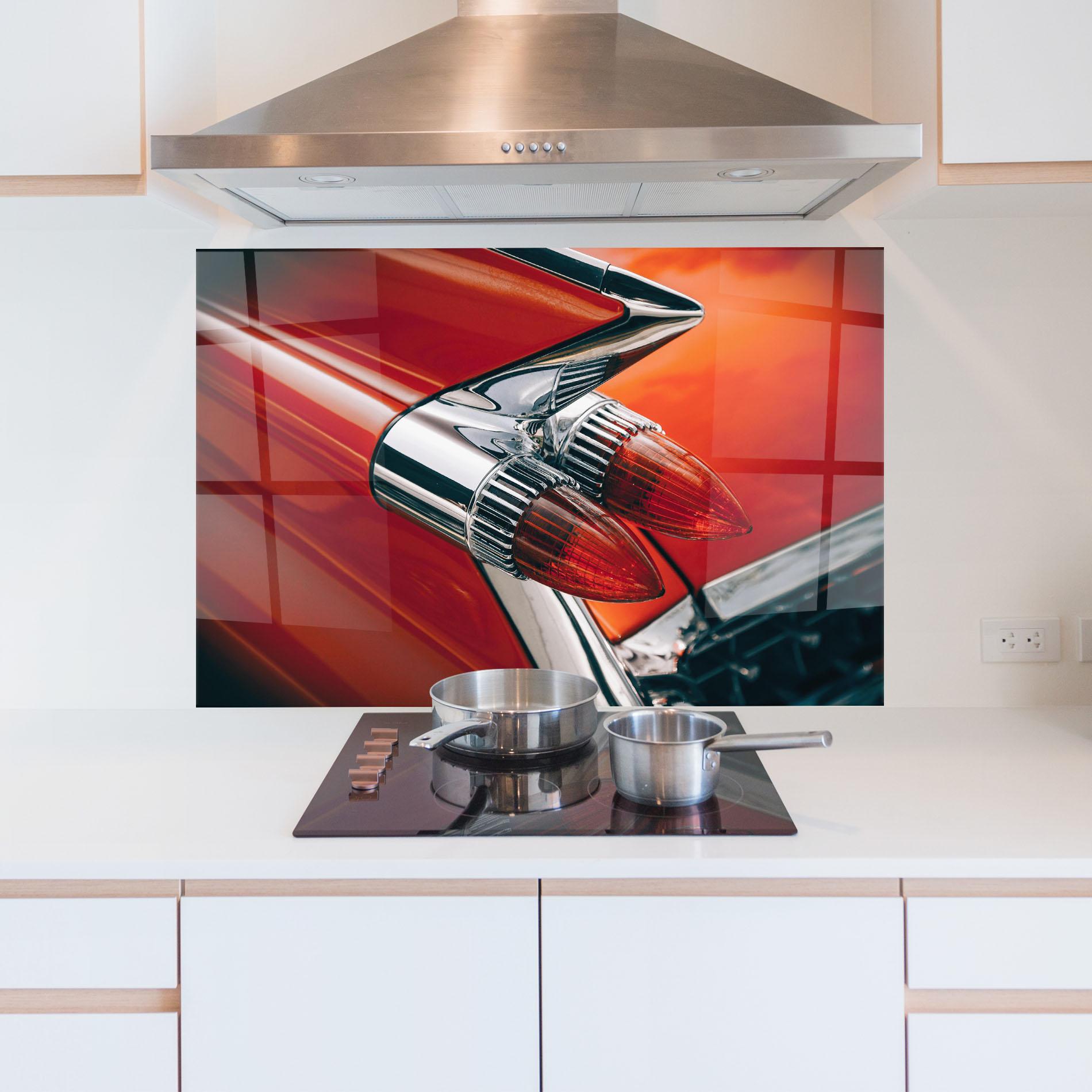 Стъклен панел за кухня Vintage Car Red mockup 5