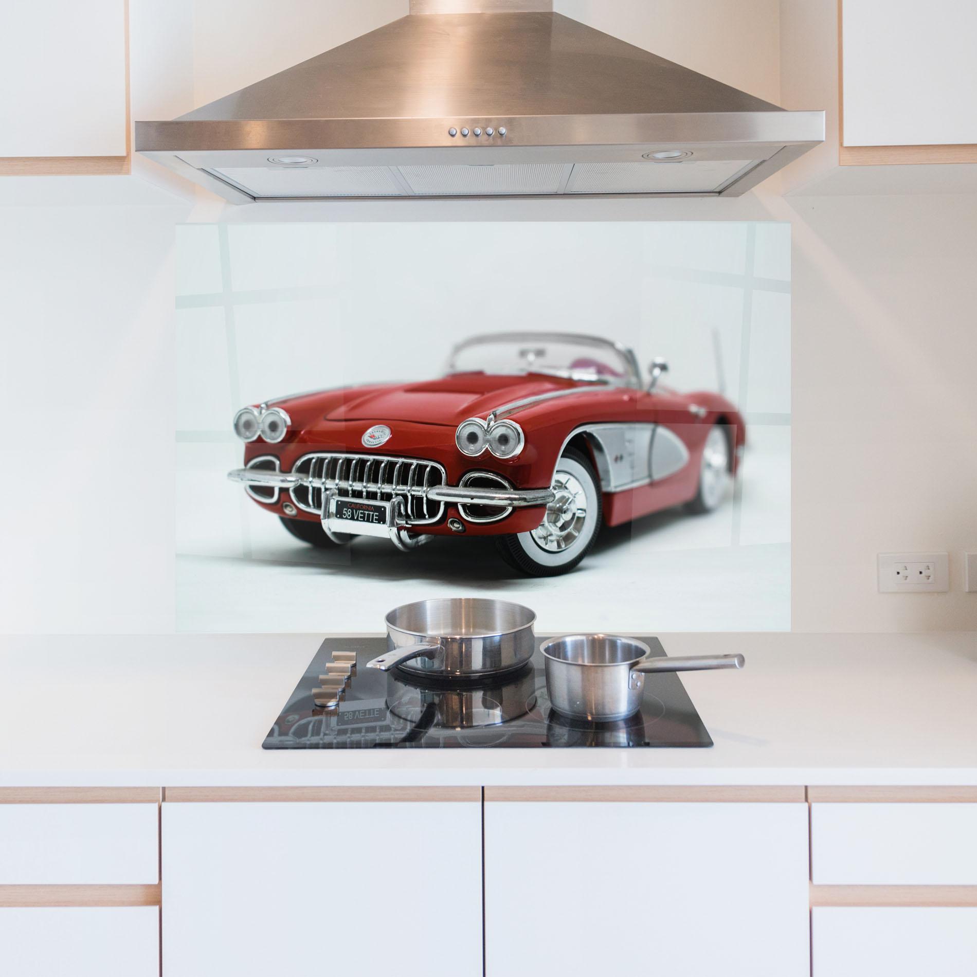 Стъклен панел за кухня Vintage Red Car mockup 5