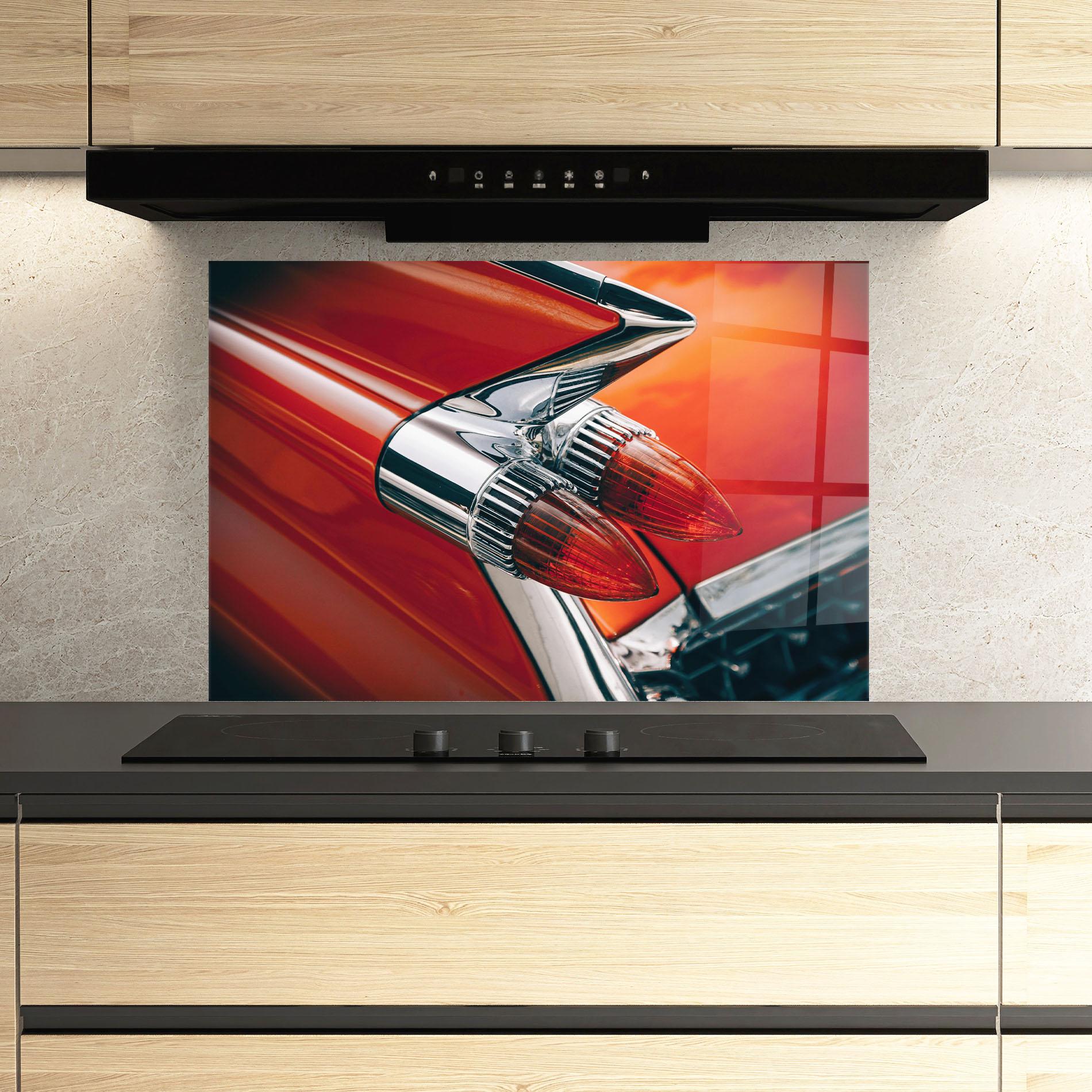 Стъклен панел за кухня Vintage Car Red mockup 3