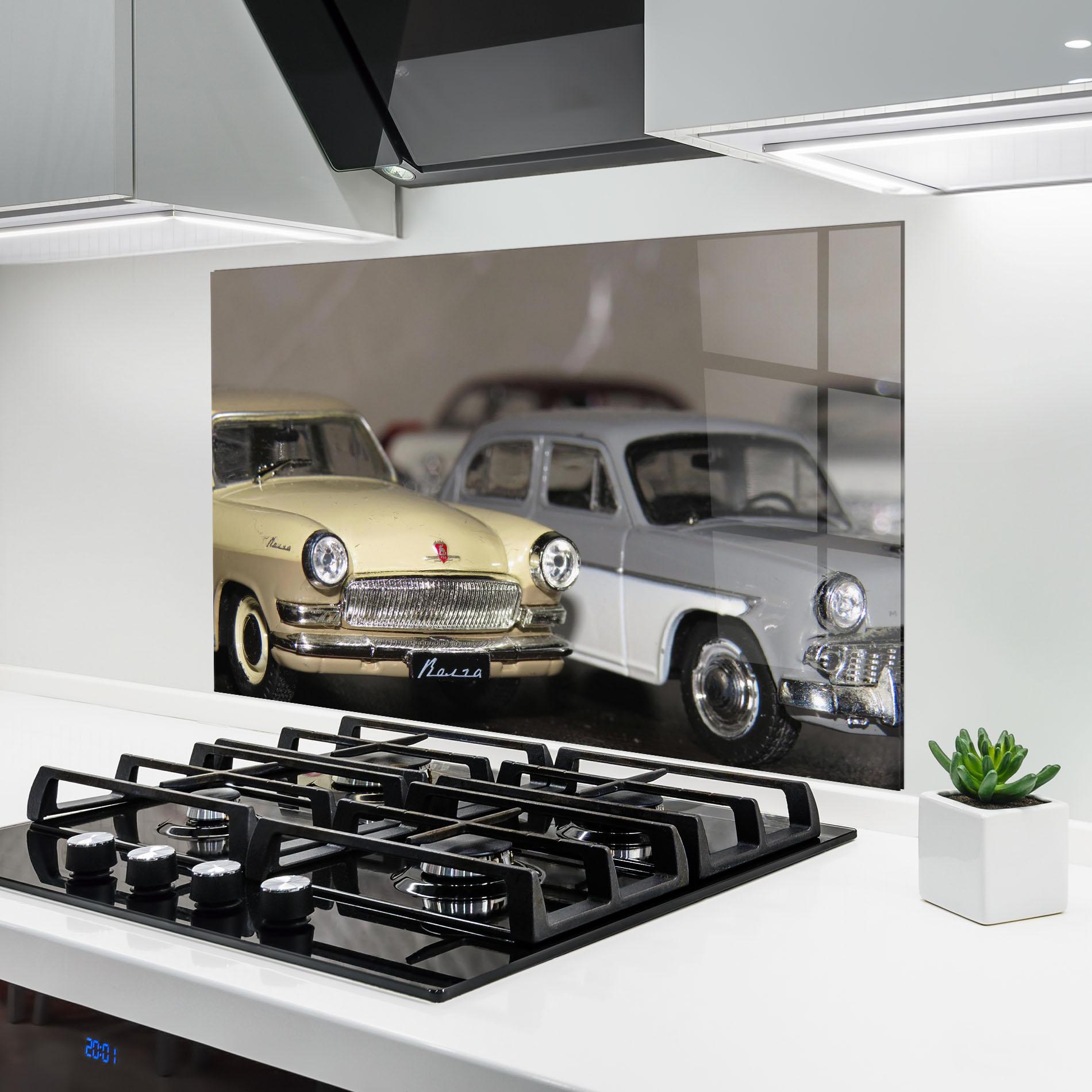Стъклен панел за кухня Cream Grey Car mockup 6