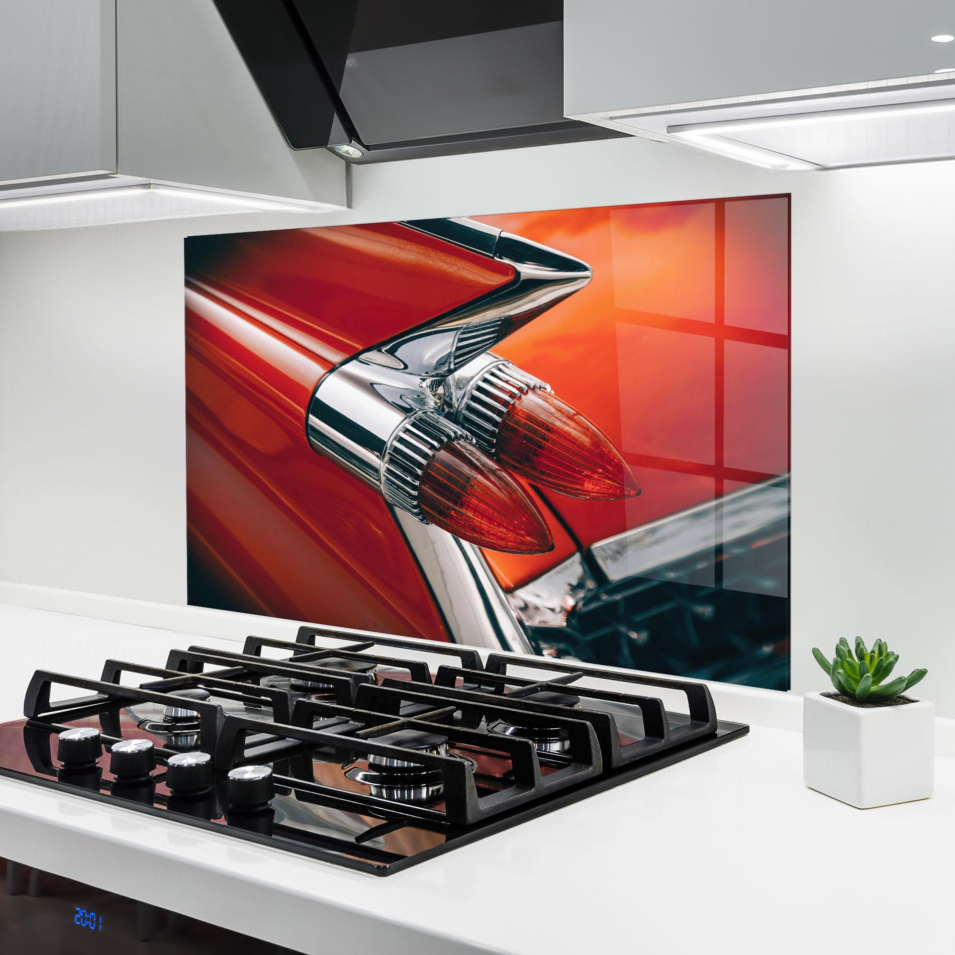 Стъклен панел за кухня Vintage Car Red mockup 6