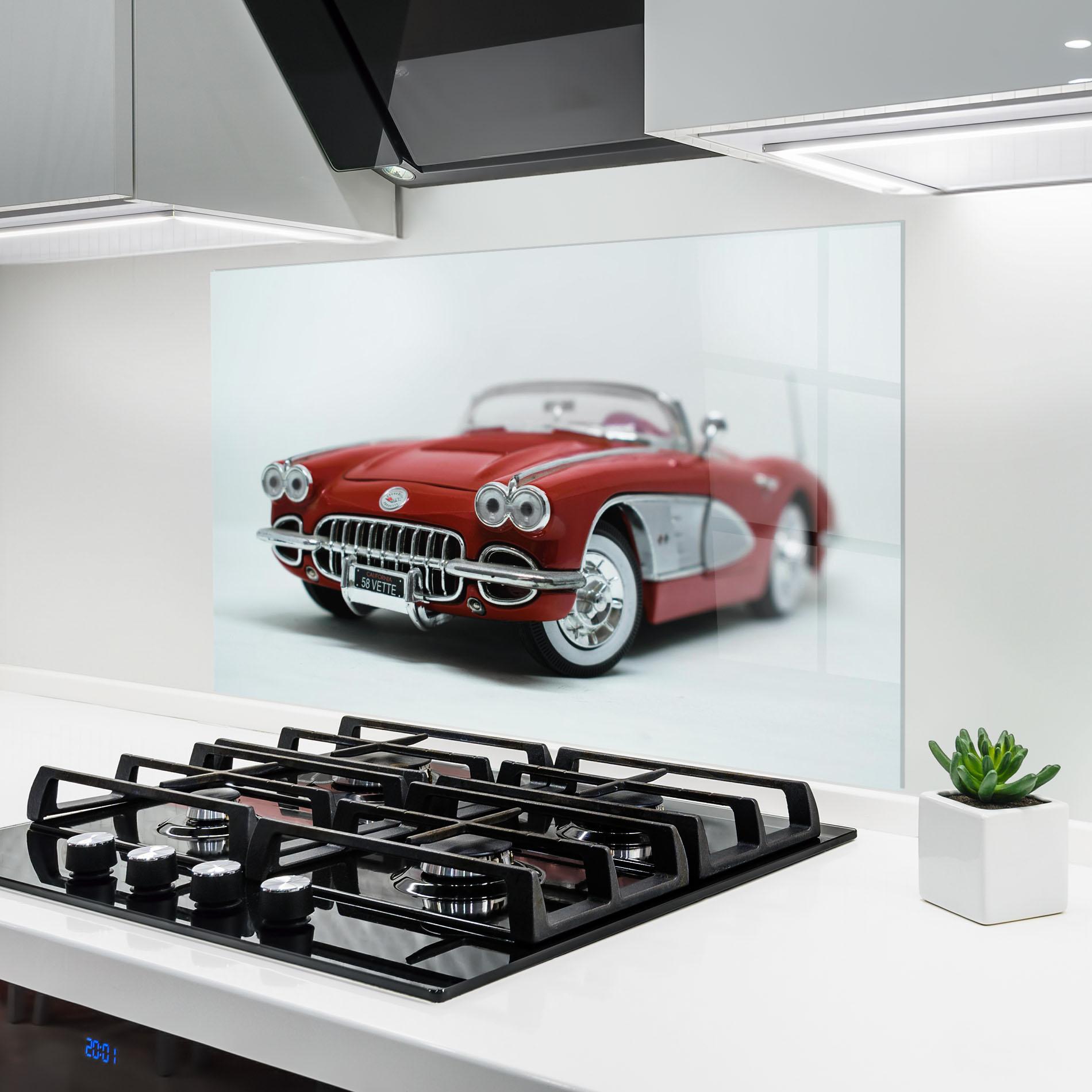 Стъклен панел за кухня Vintage Red Car mockup 6