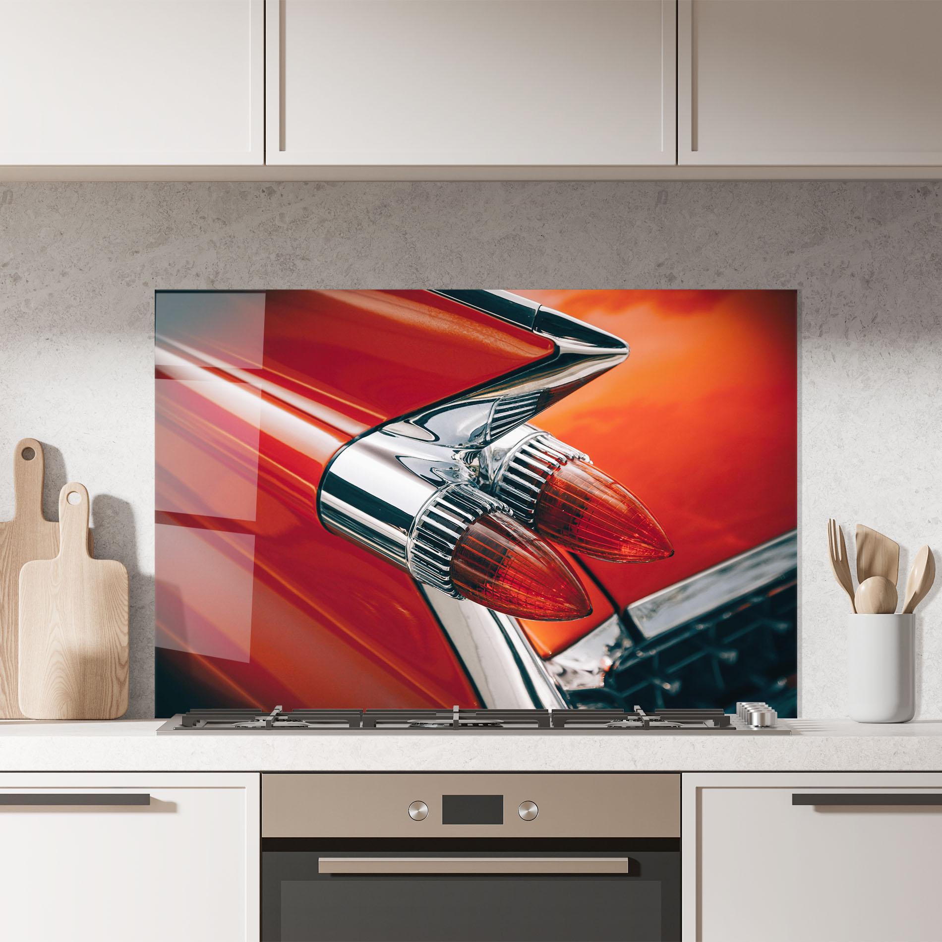 Стъклен панел за кухня Vintage Car Red mockup 7
