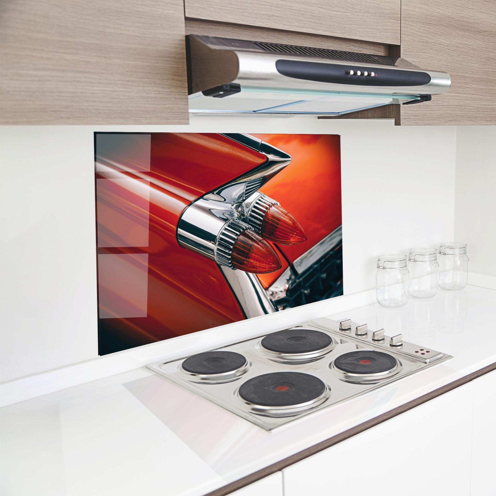 Стъклен панел за кухня Vintage Car Red mockup 8