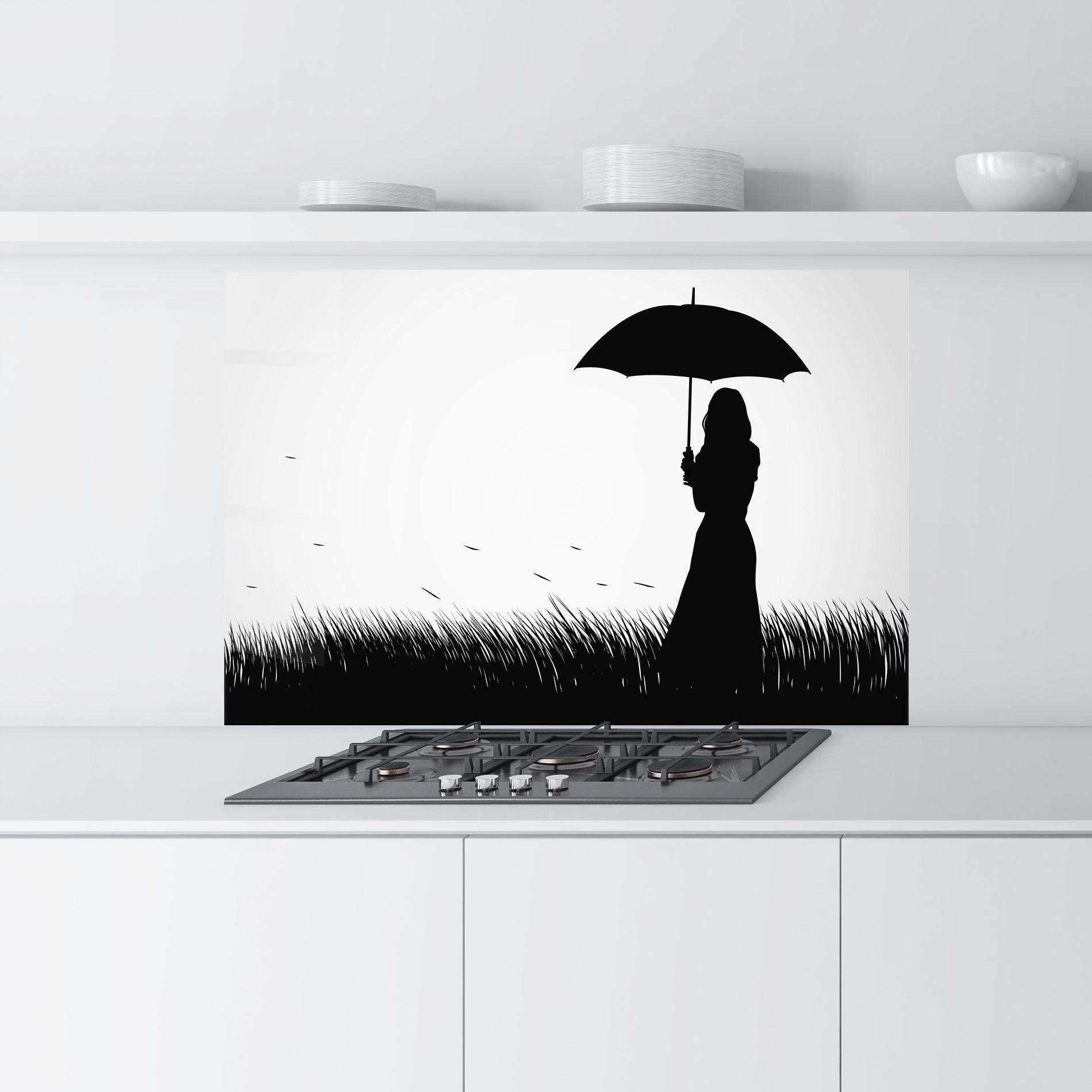 Стъклен панел за кухня Black Umbrella mockup 9
