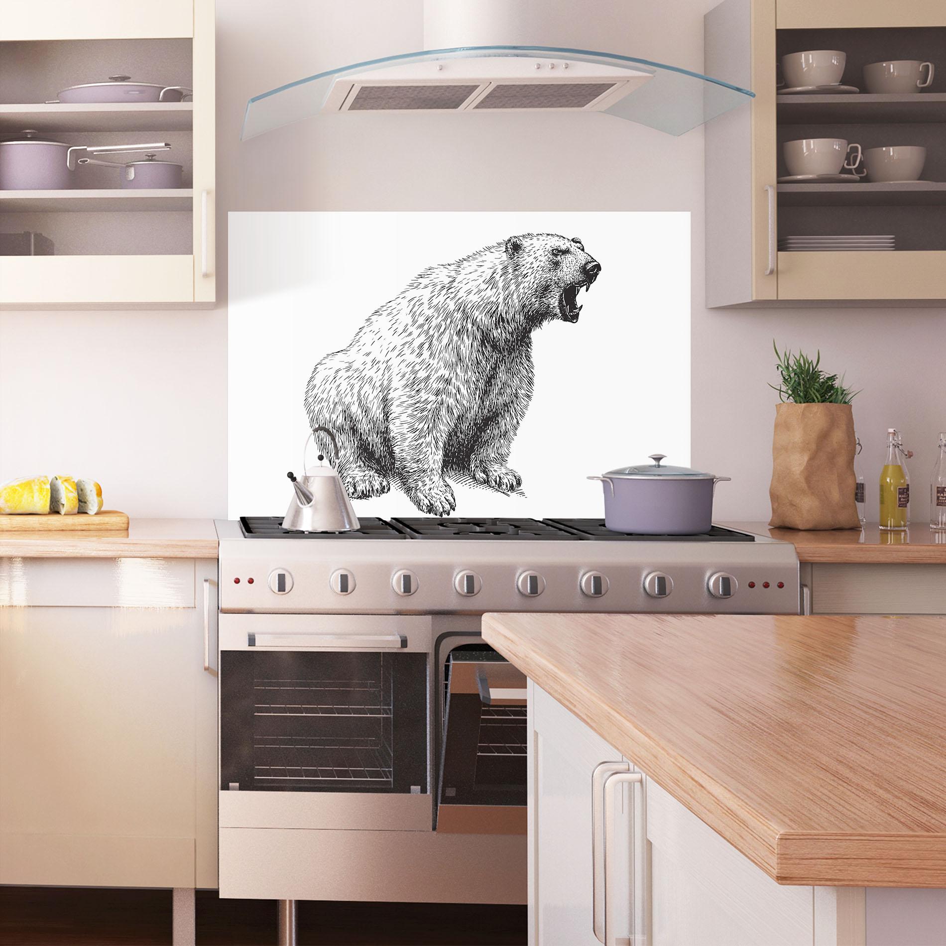 Стъклен панел за кухня Draw Icebear mockup 1