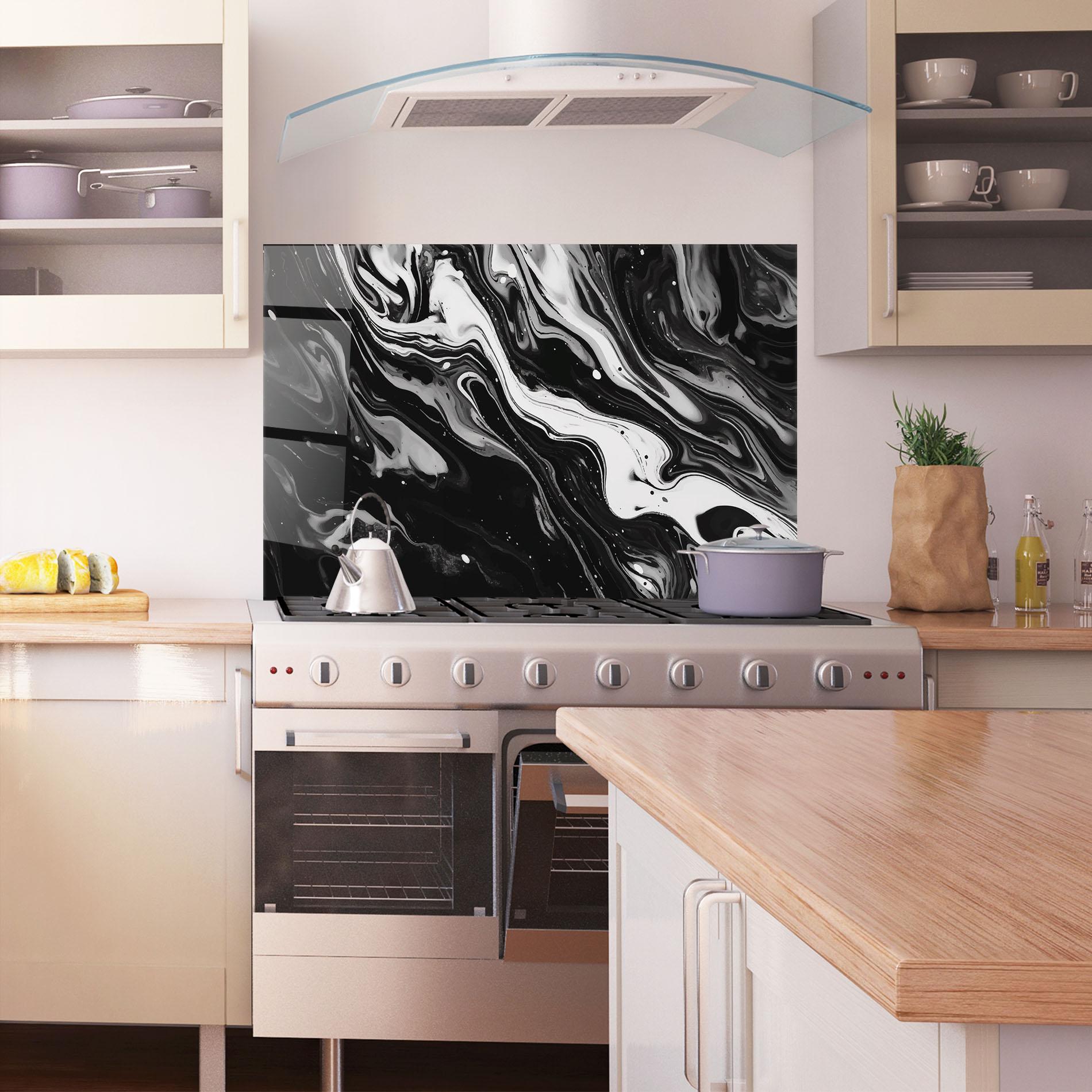 Стъклен панел за кухня Grey Art Marble mockup 1