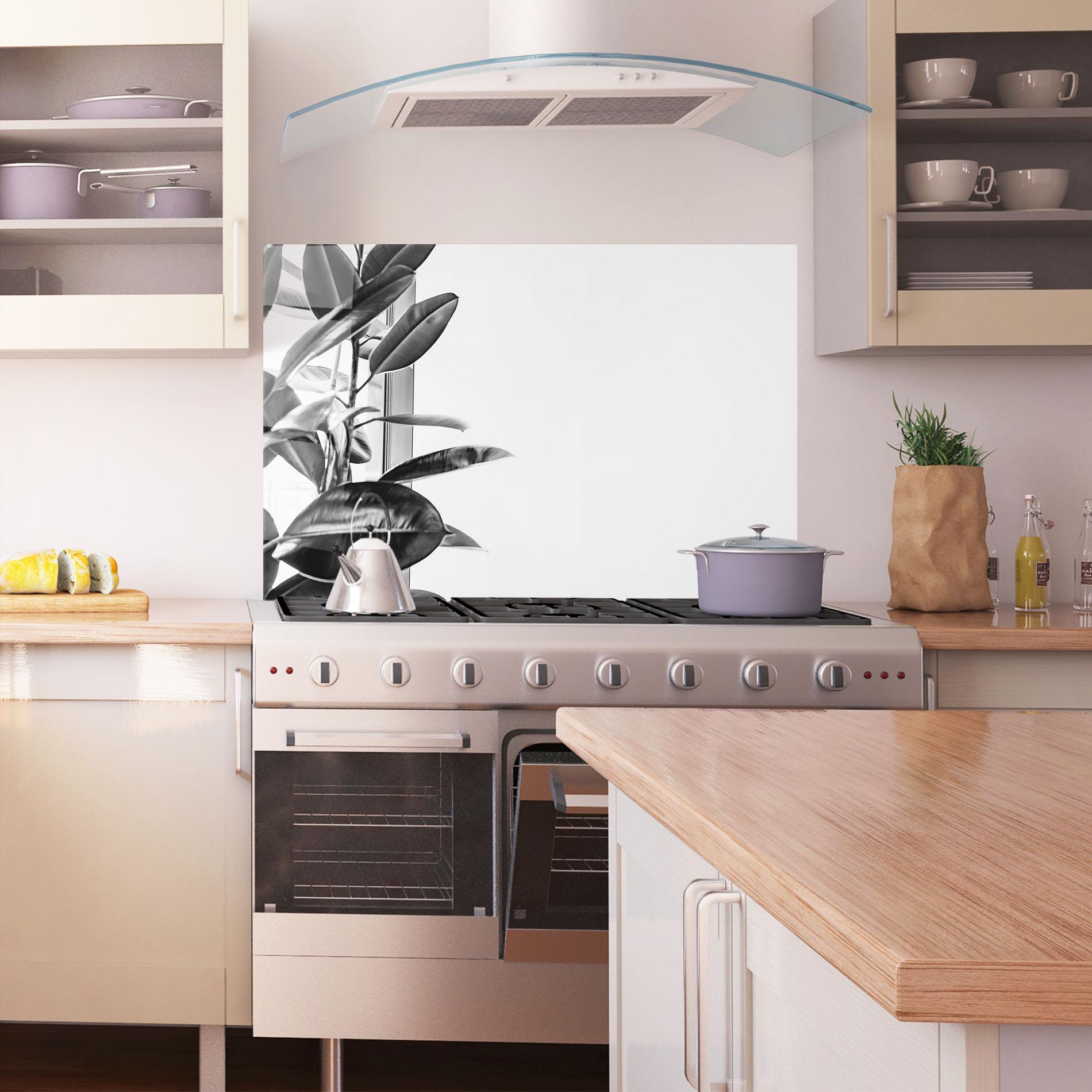 Стъклен панел за кухня Grey Plant mockup 1