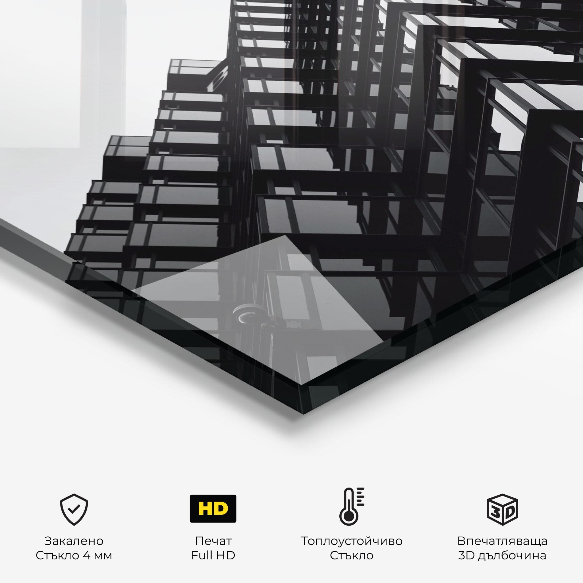 Стъклен панел за кухня Black Building mockup 2