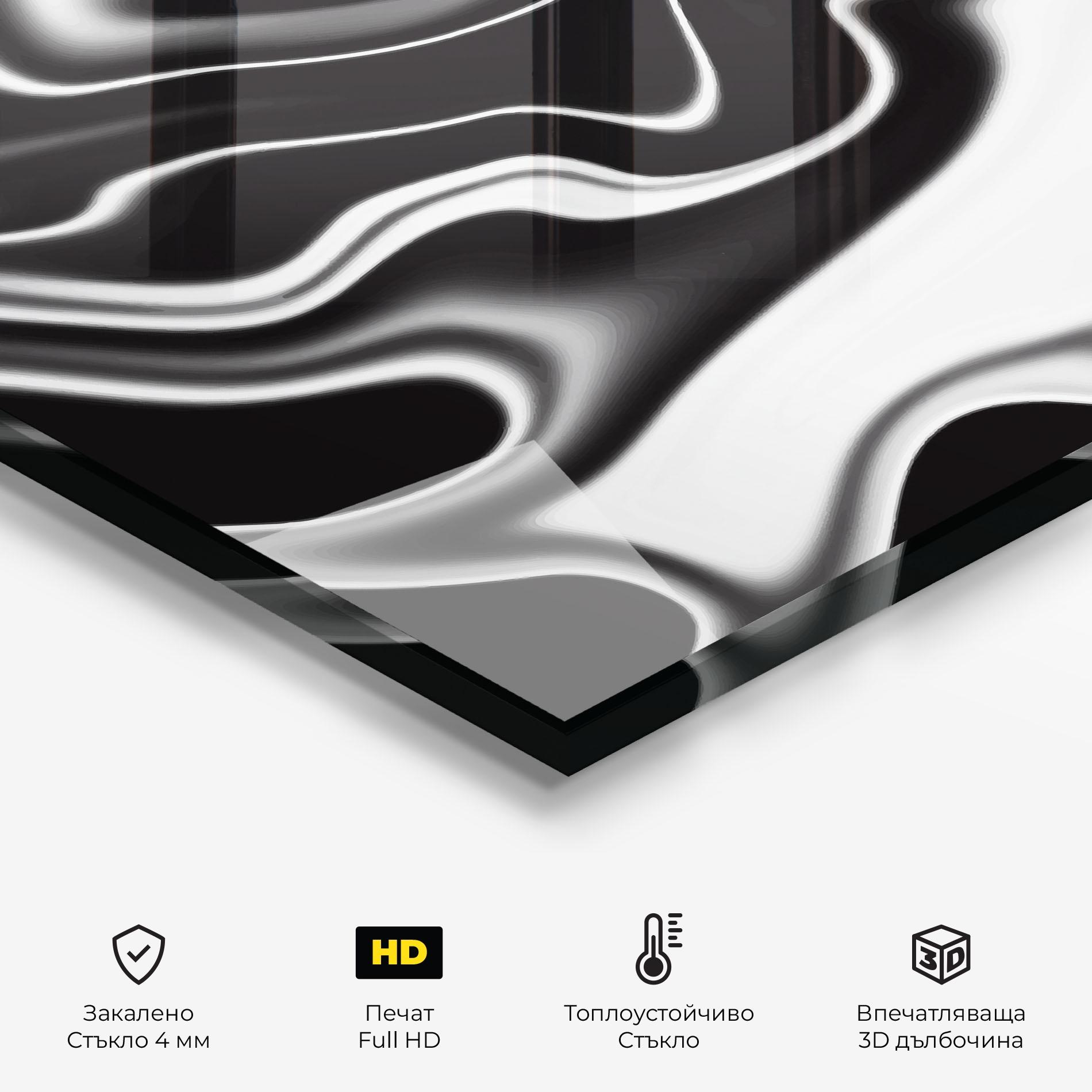 Стъклен панел за кухня Black Metalic Art mockup 2