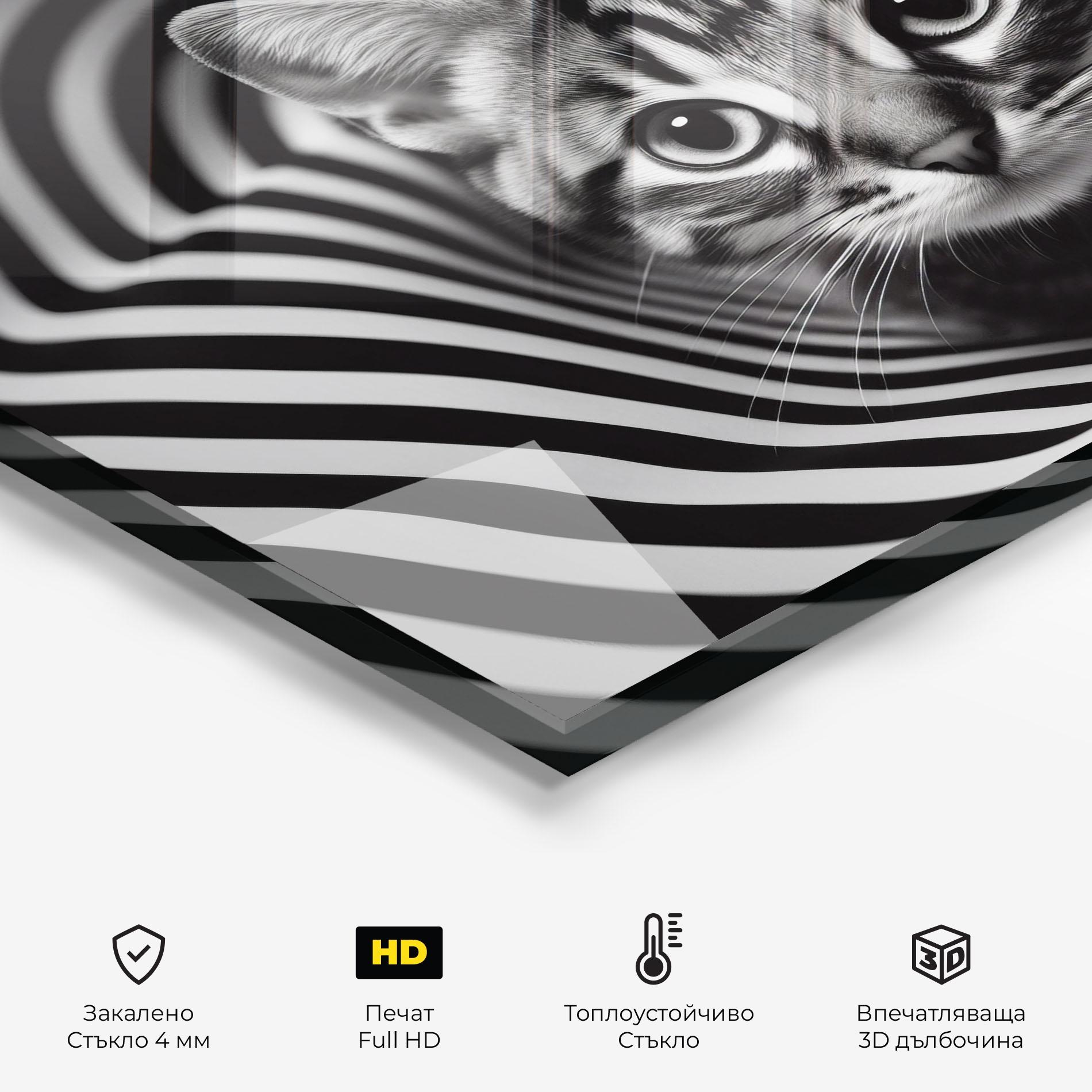 Стъклен панел за кухня Closeup Cat Portrait mockup 2