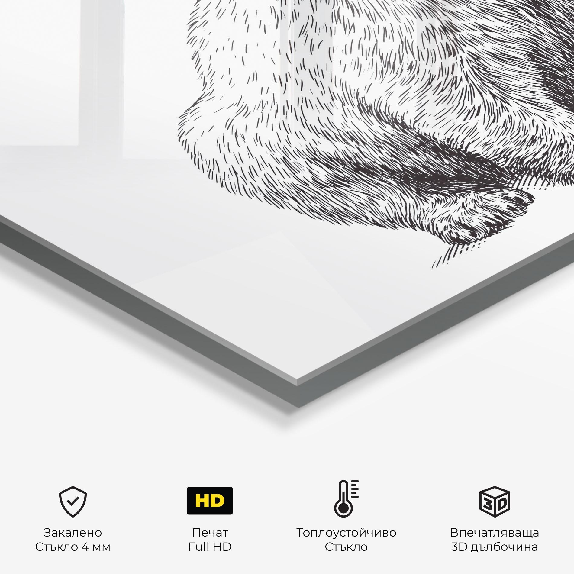 Стъклен панел за кухня Draw Icebear mockup 2