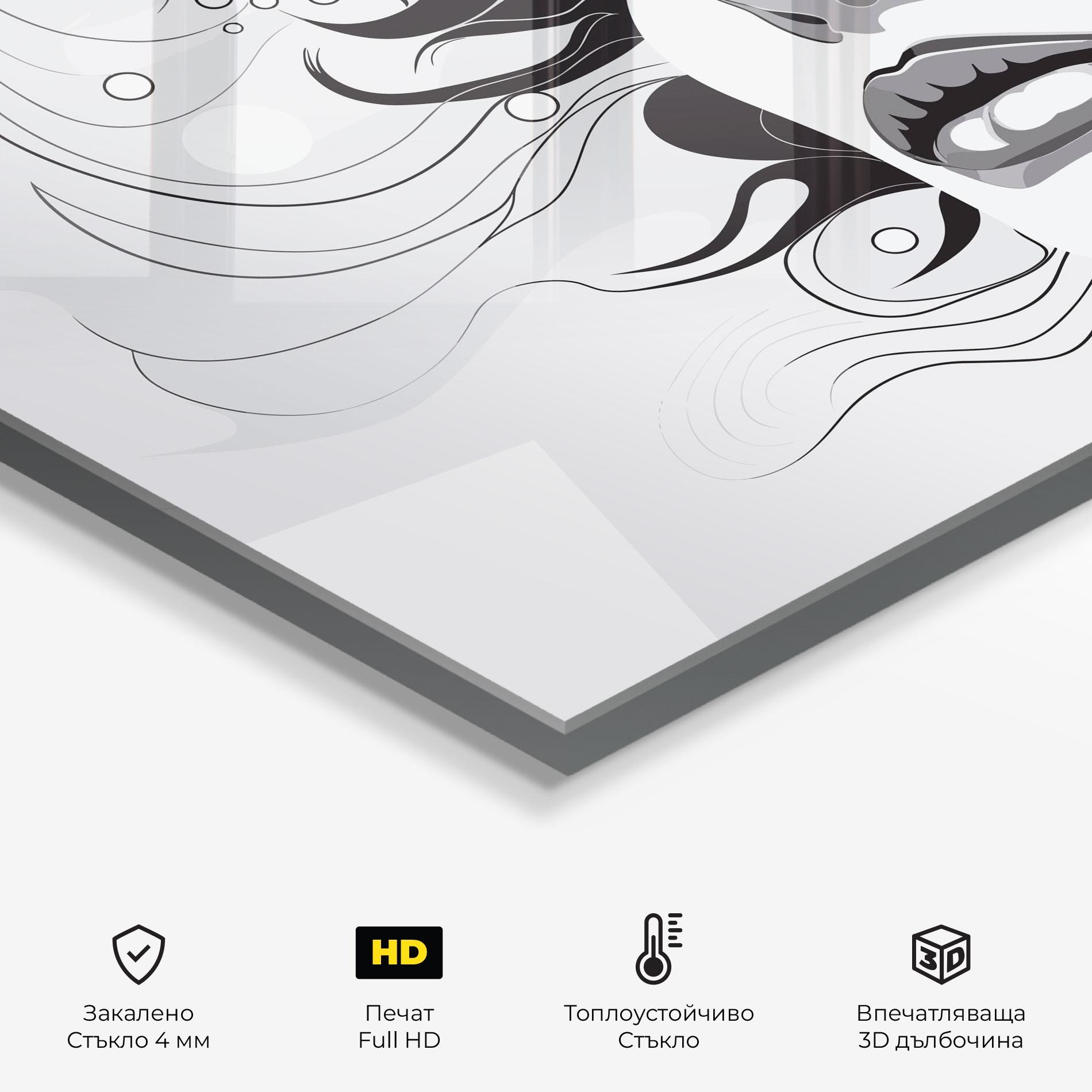 Стъклен панел за кухня Grey Face Woman mockup 2