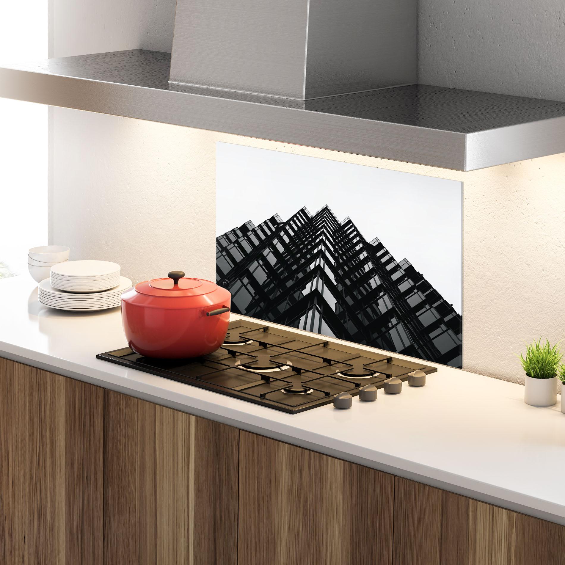 Стъклен панел за кухня Black Building mockup 4