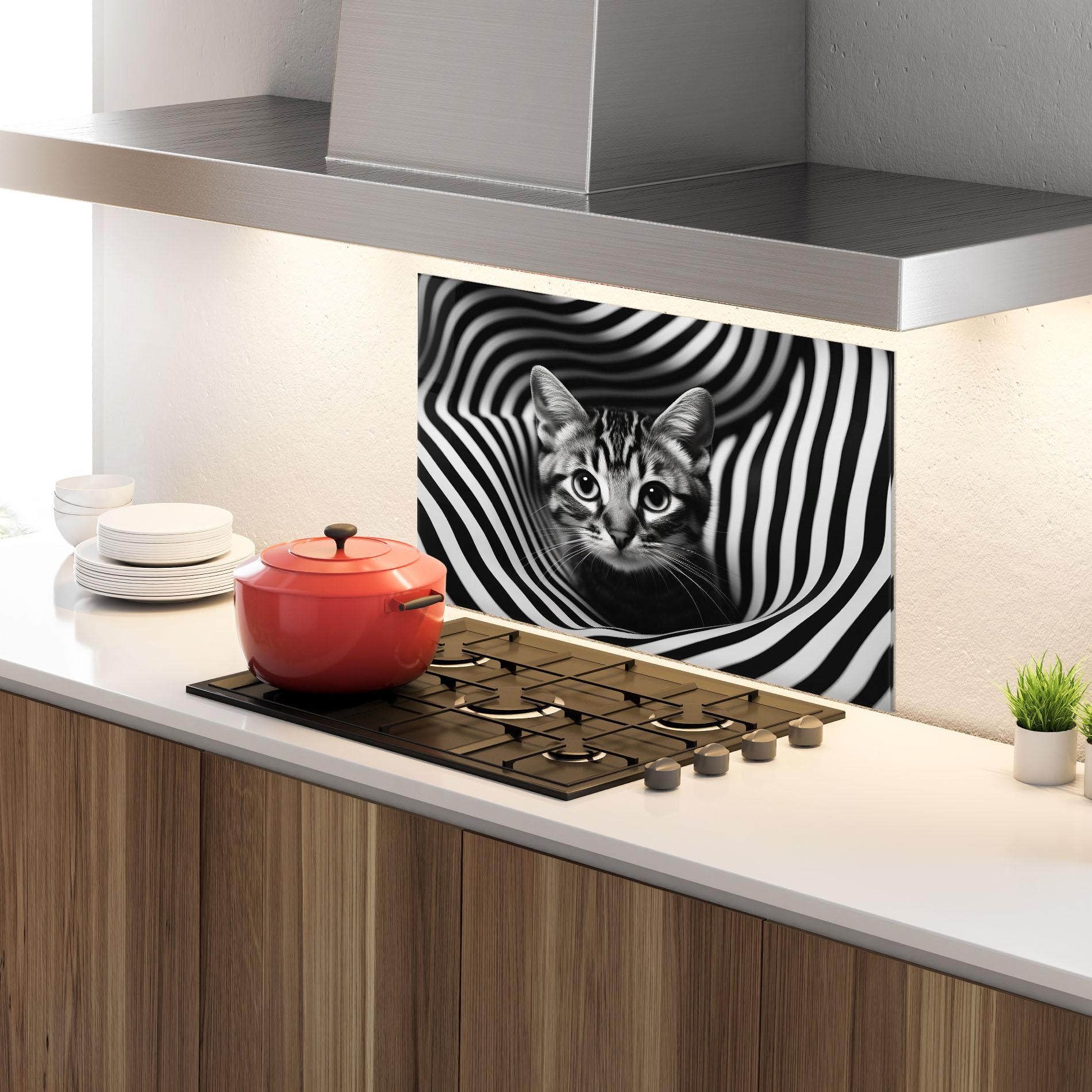 Стъклен панел за кухня Closeup Cat Portrait mockup 4