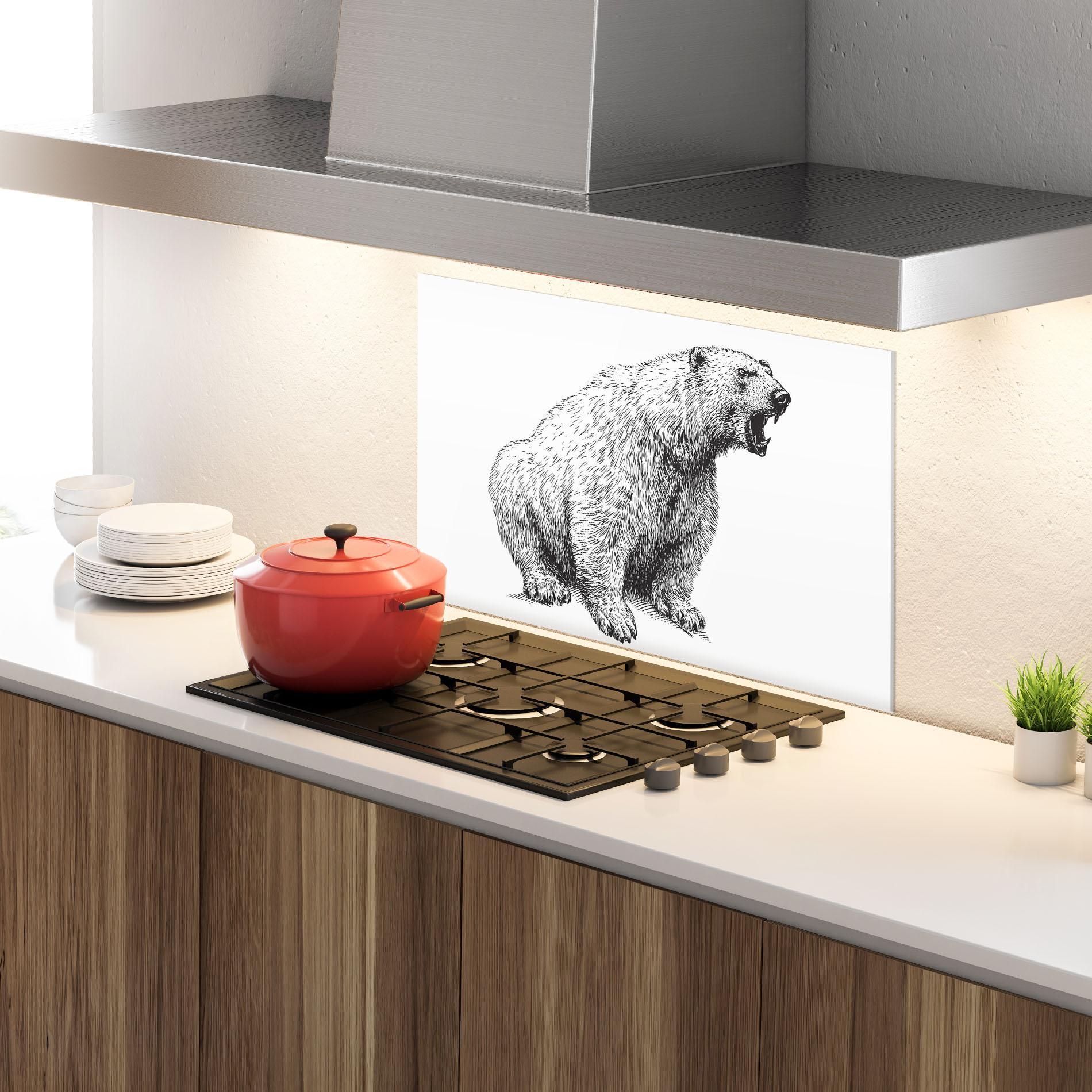 Стъклен панел за кухня Draw Icebear mockup 4