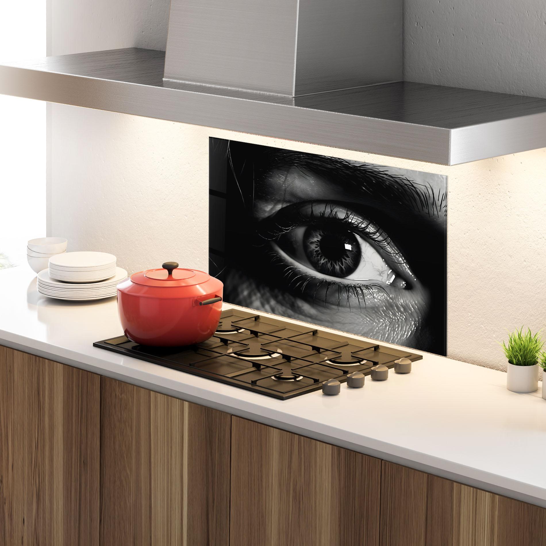 Стъклен панел за кухня Eye Close Up mockup 4