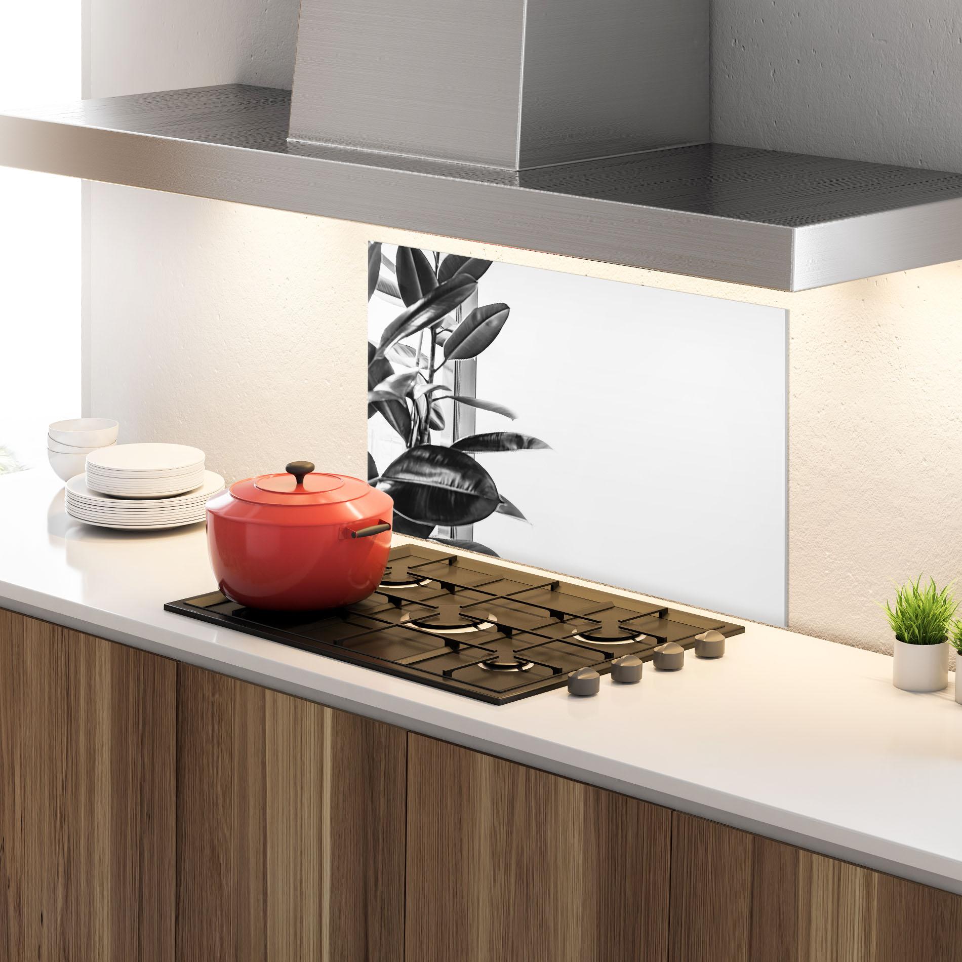 Стъклен панел за кухня Grey Plant mockup 4