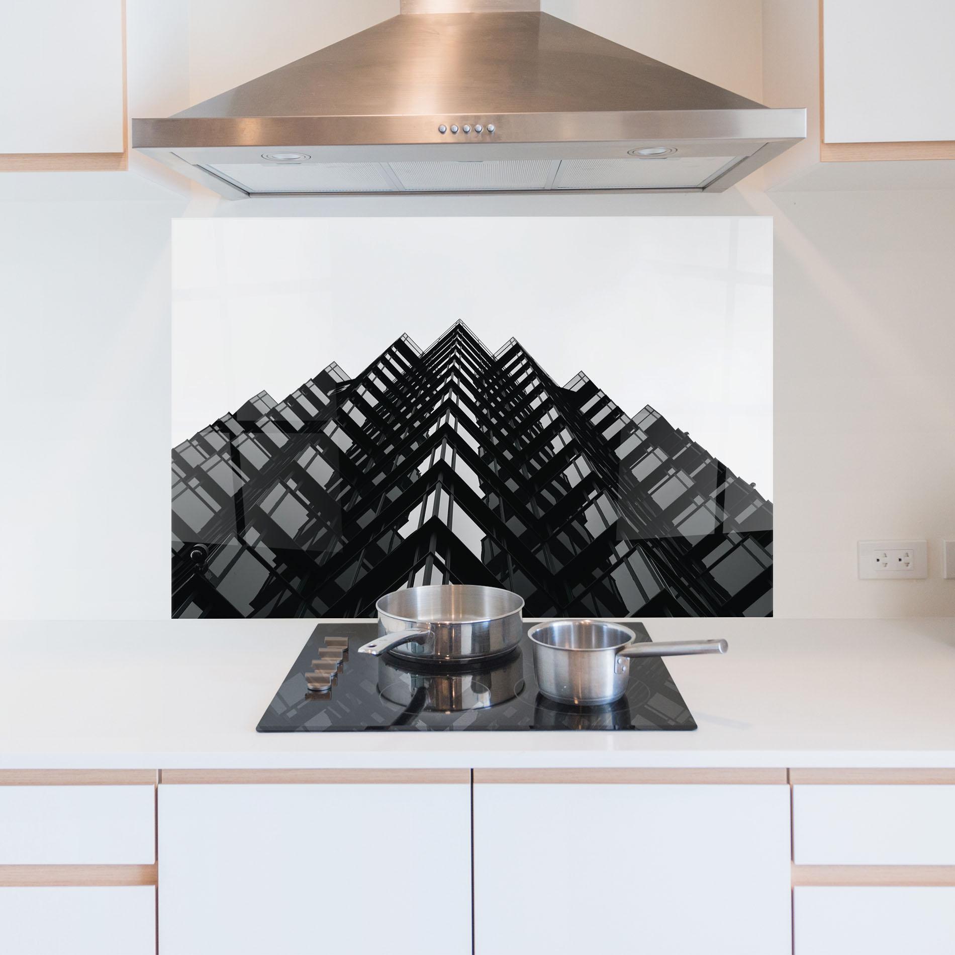 Стъклен панел за кухня Black Building mockup 5