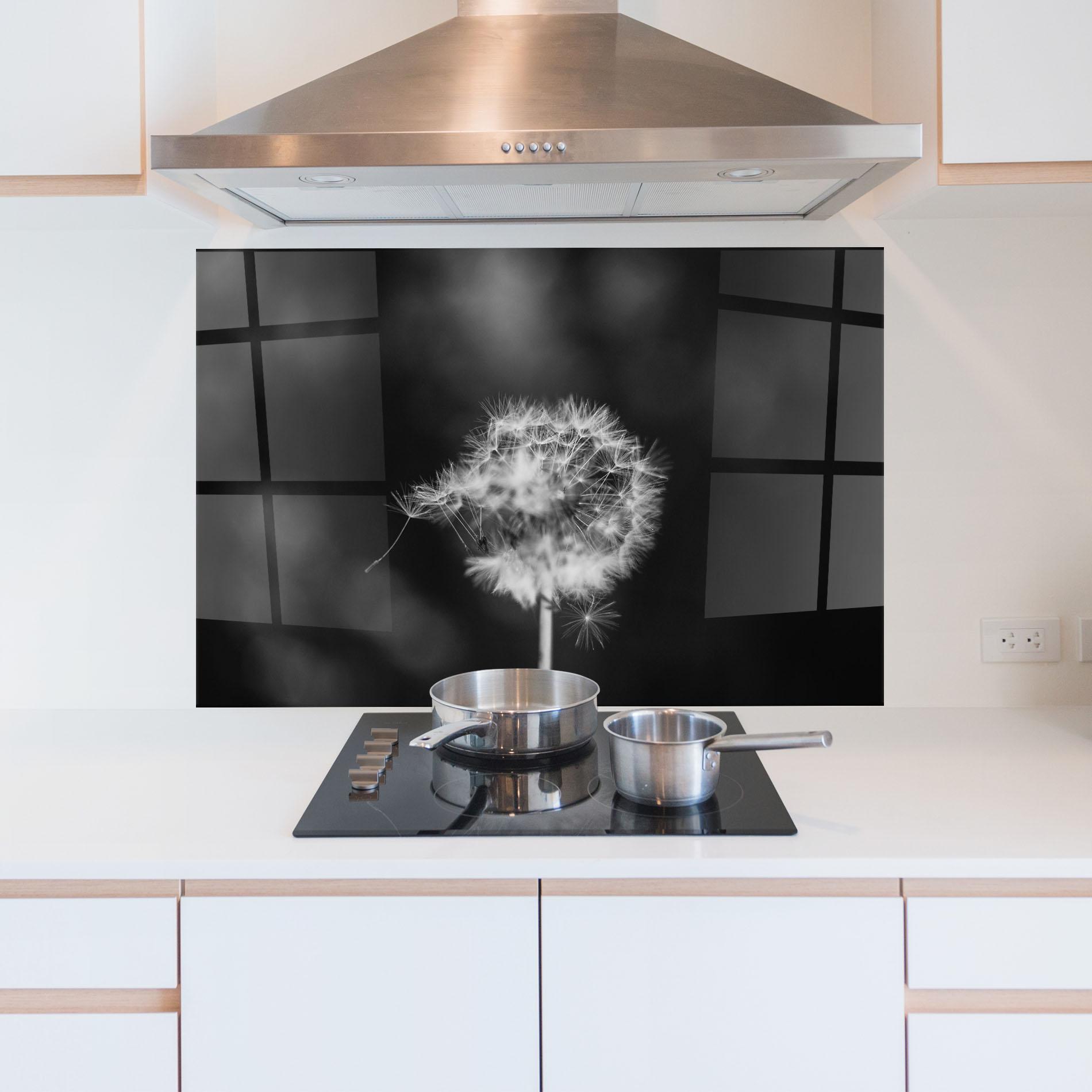 Стъклен панел за кухня Grey Dandelion mockup 5