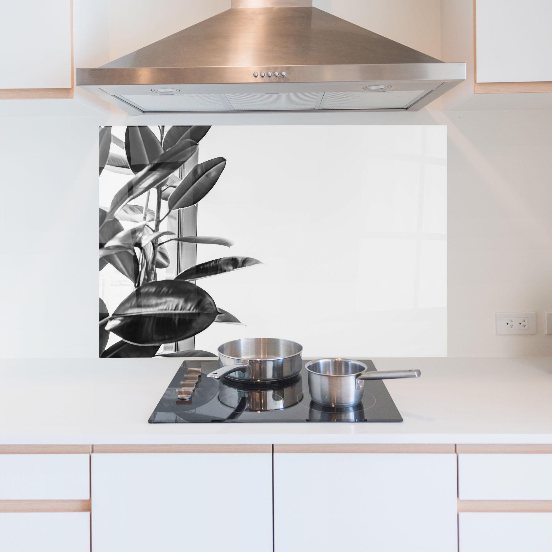 Стъклен панел за кухня Grey Plant mockup 5