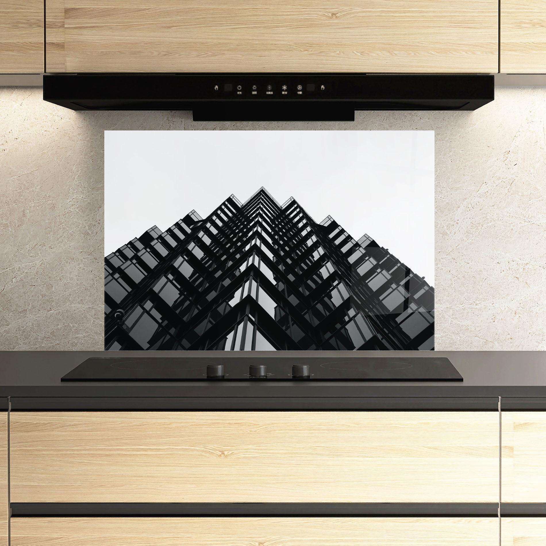 Стъклен панел за кухня Black Building mockup 3
