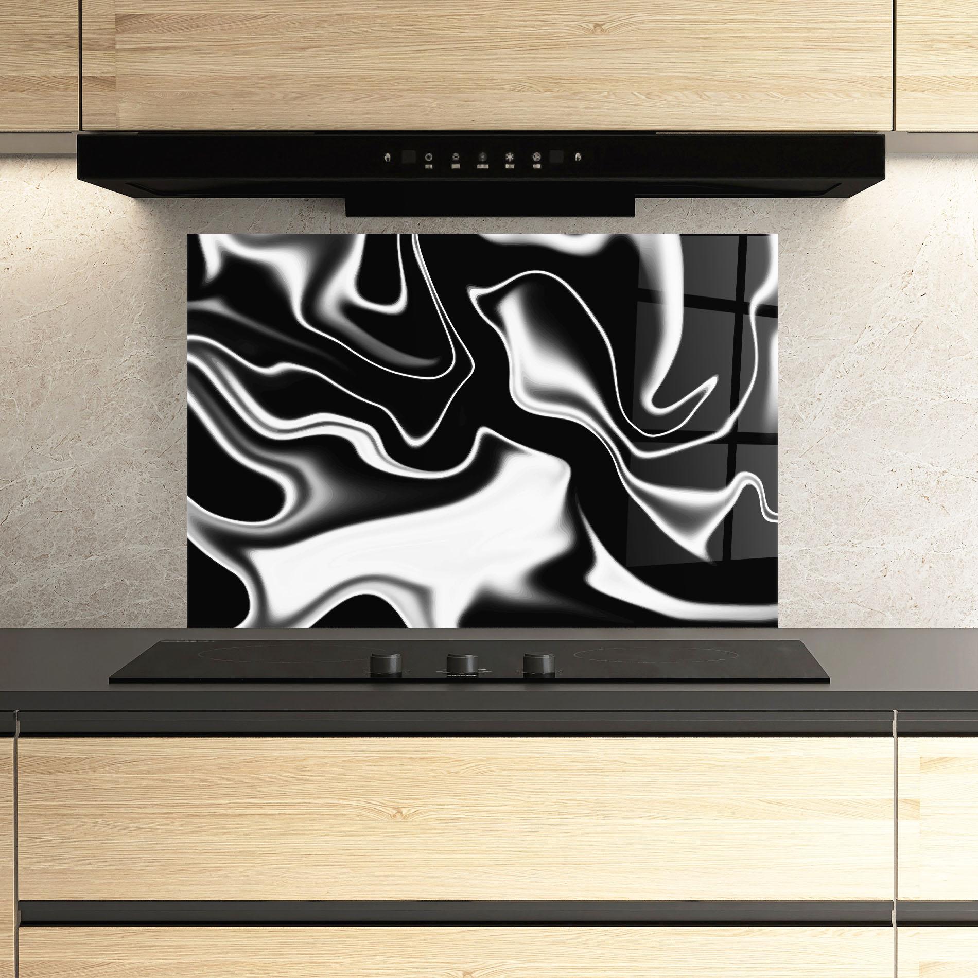 Стъклен панел за кухня Black Metalic Art mockup 3