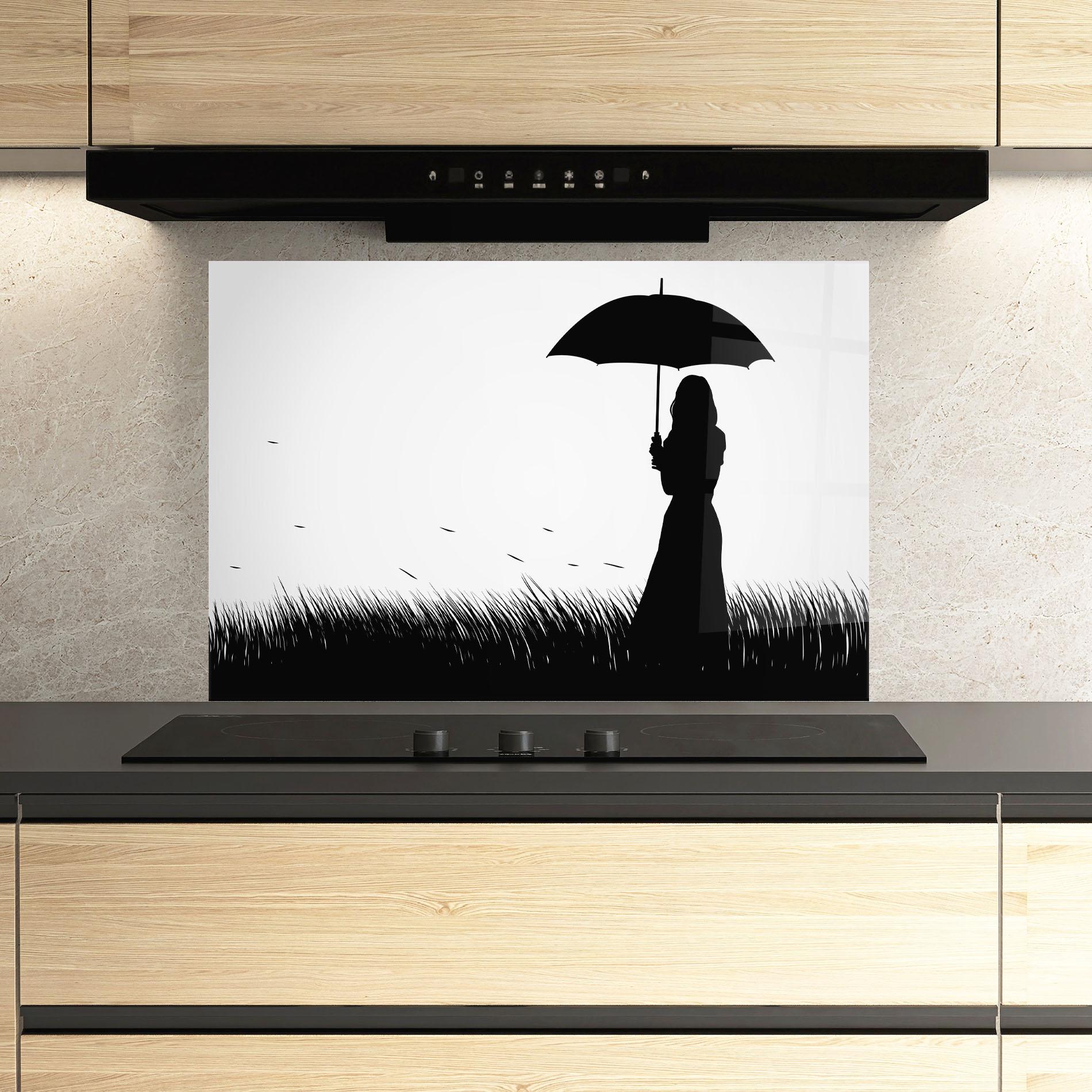 Стъклен панел за кухня Black Umbrella mockup 3