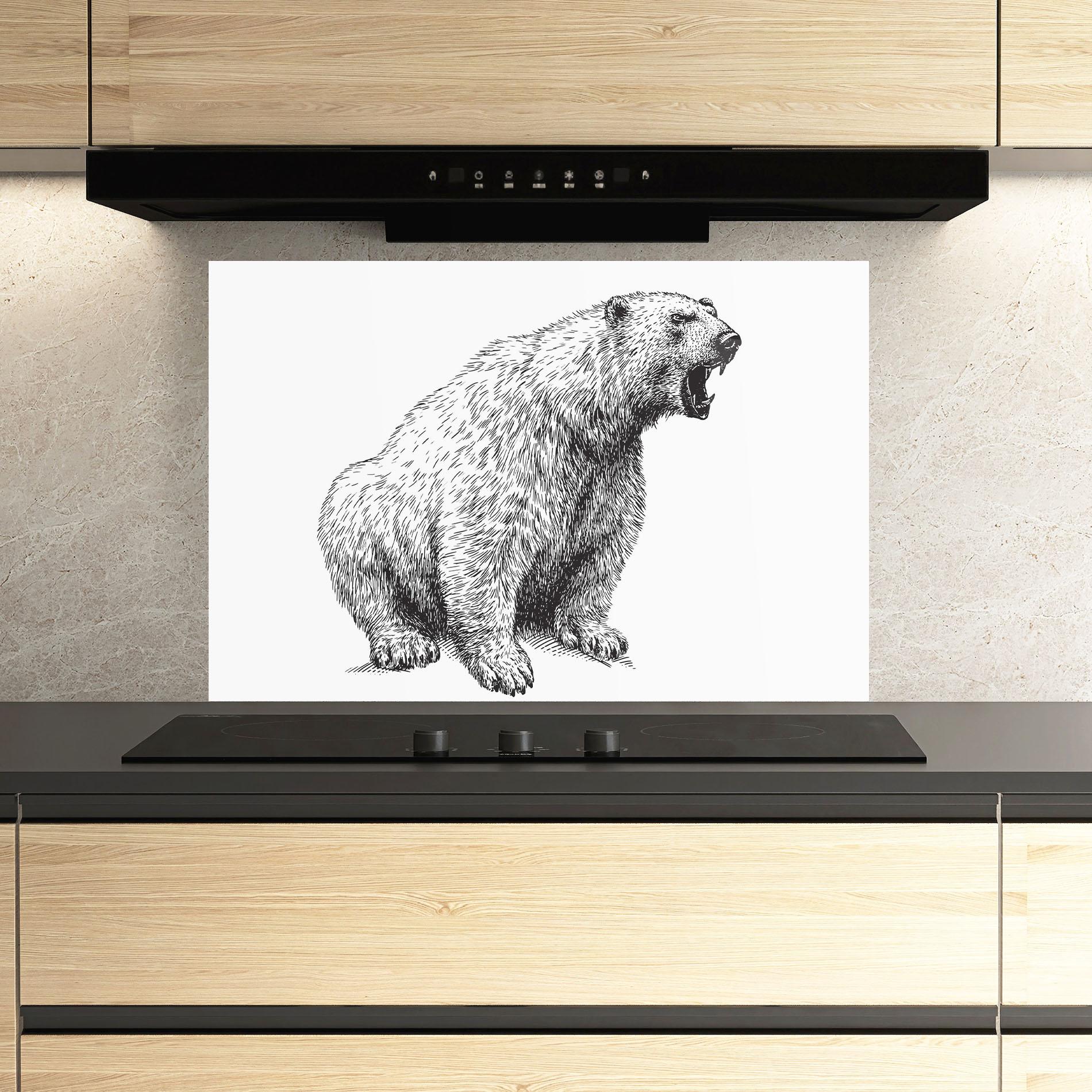 Стъклен панел за кухня Draw Icebear mockup 3