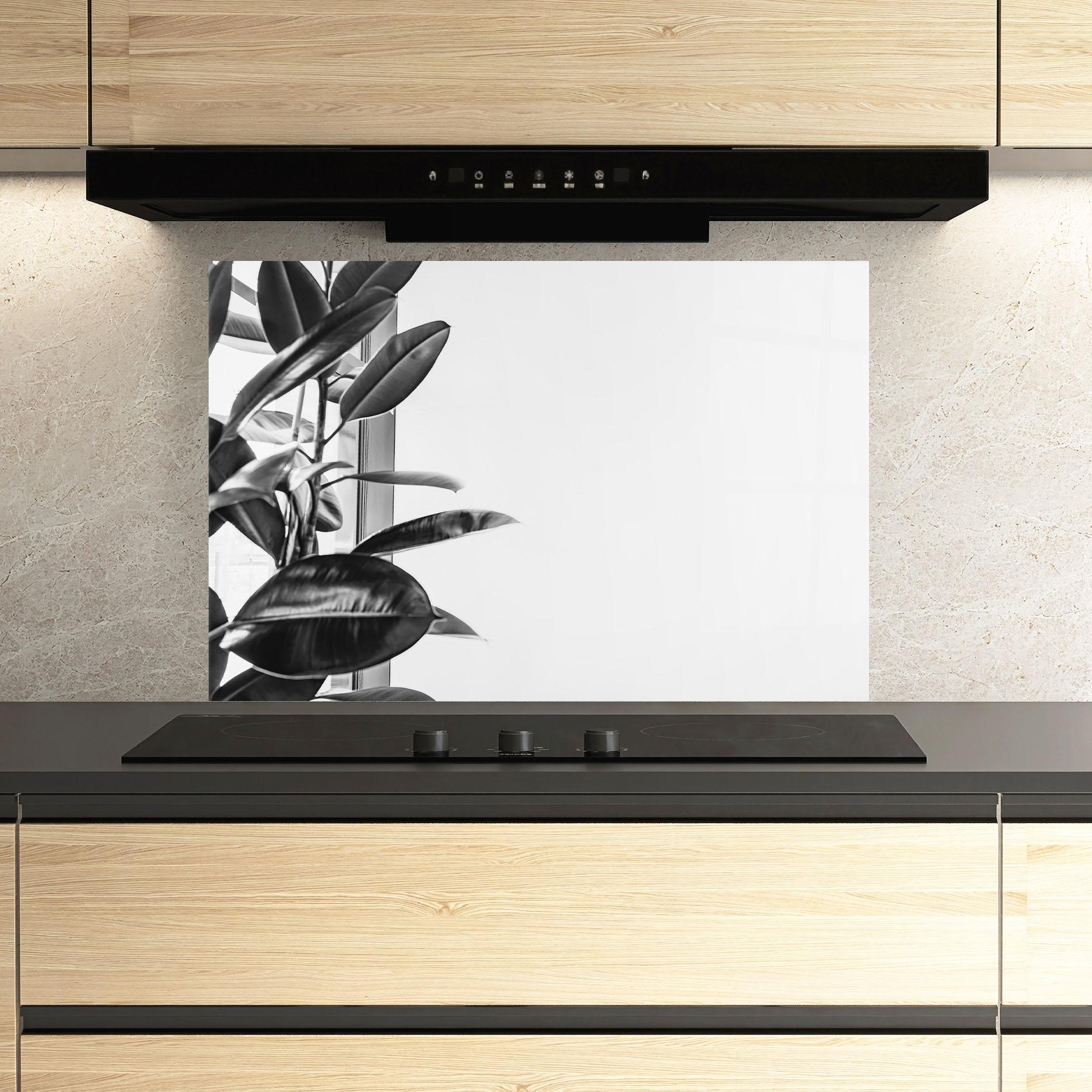 Стъклен панел за кухня Grey Plant mockup 3
