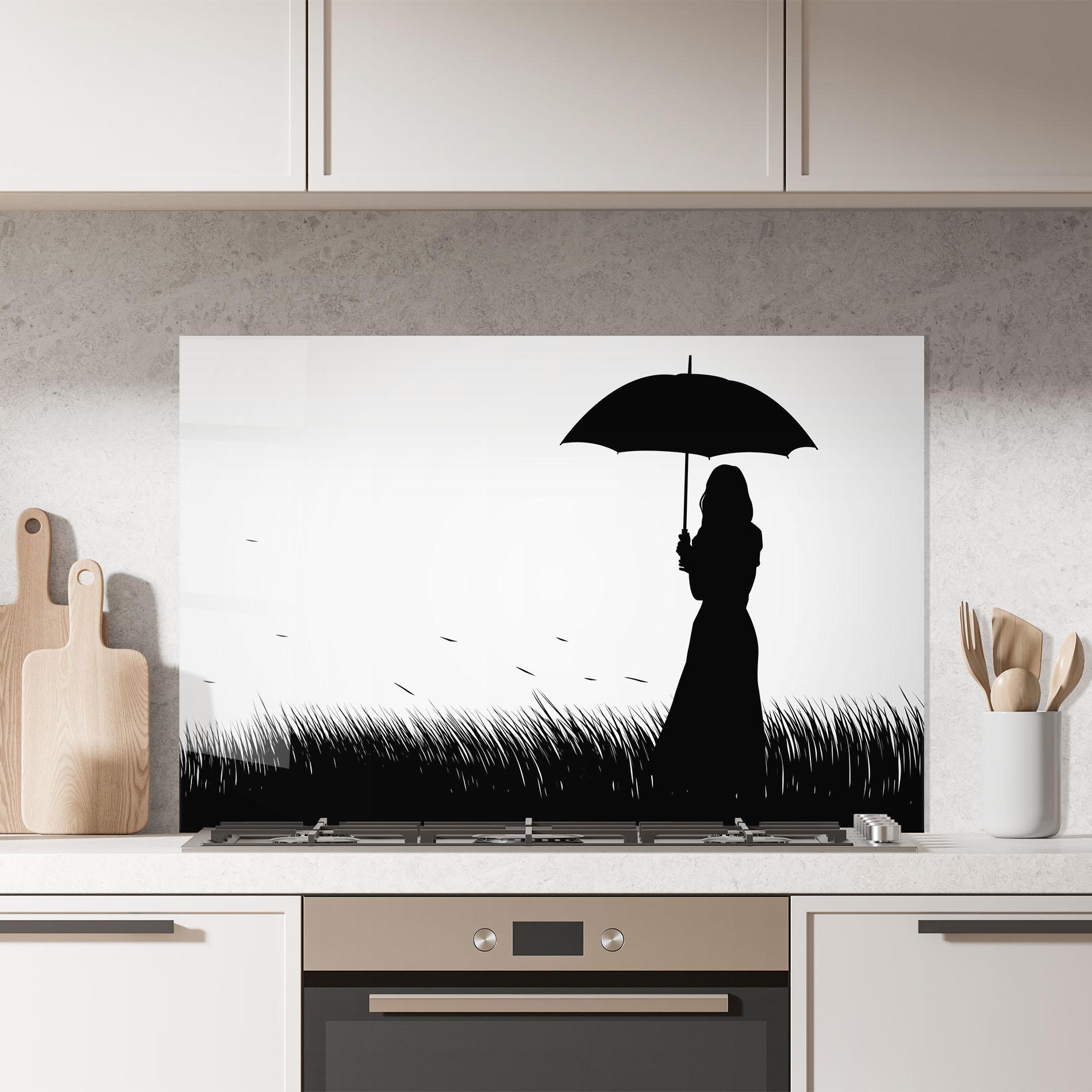 Стъклен панел за кухня Black Umbrella mockup 7