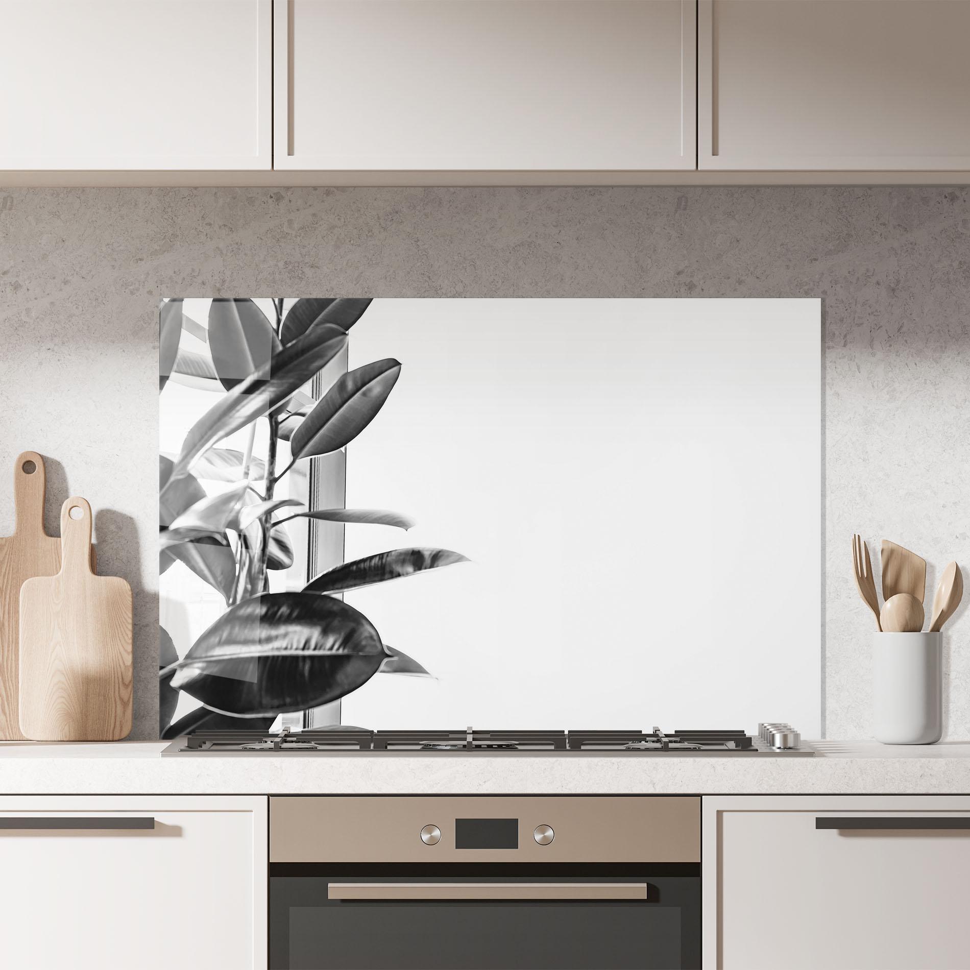 Стъклен панел за кухня Grey Plant mockup 7