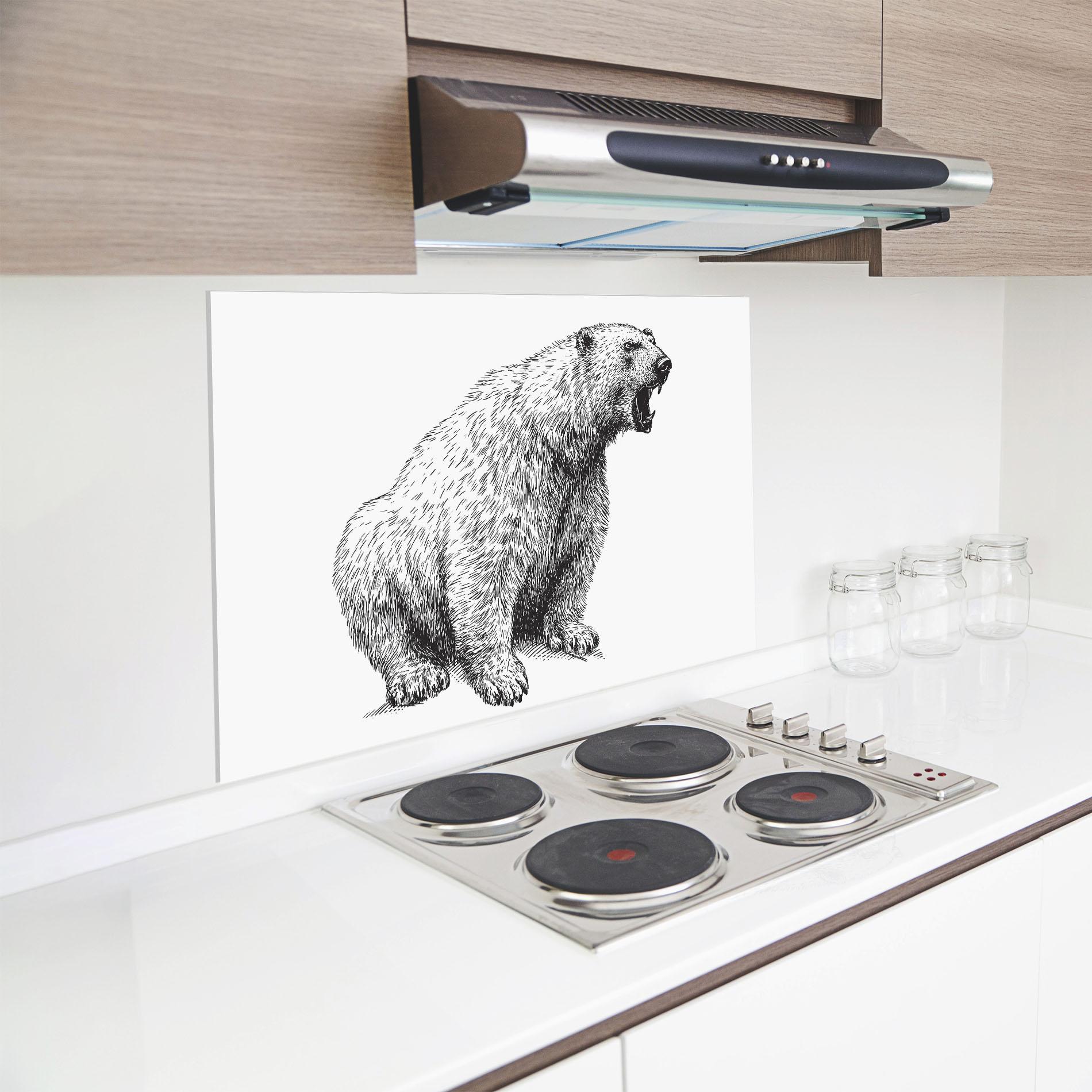 Стъклен панел за кухня Draw Icebear mockup 8