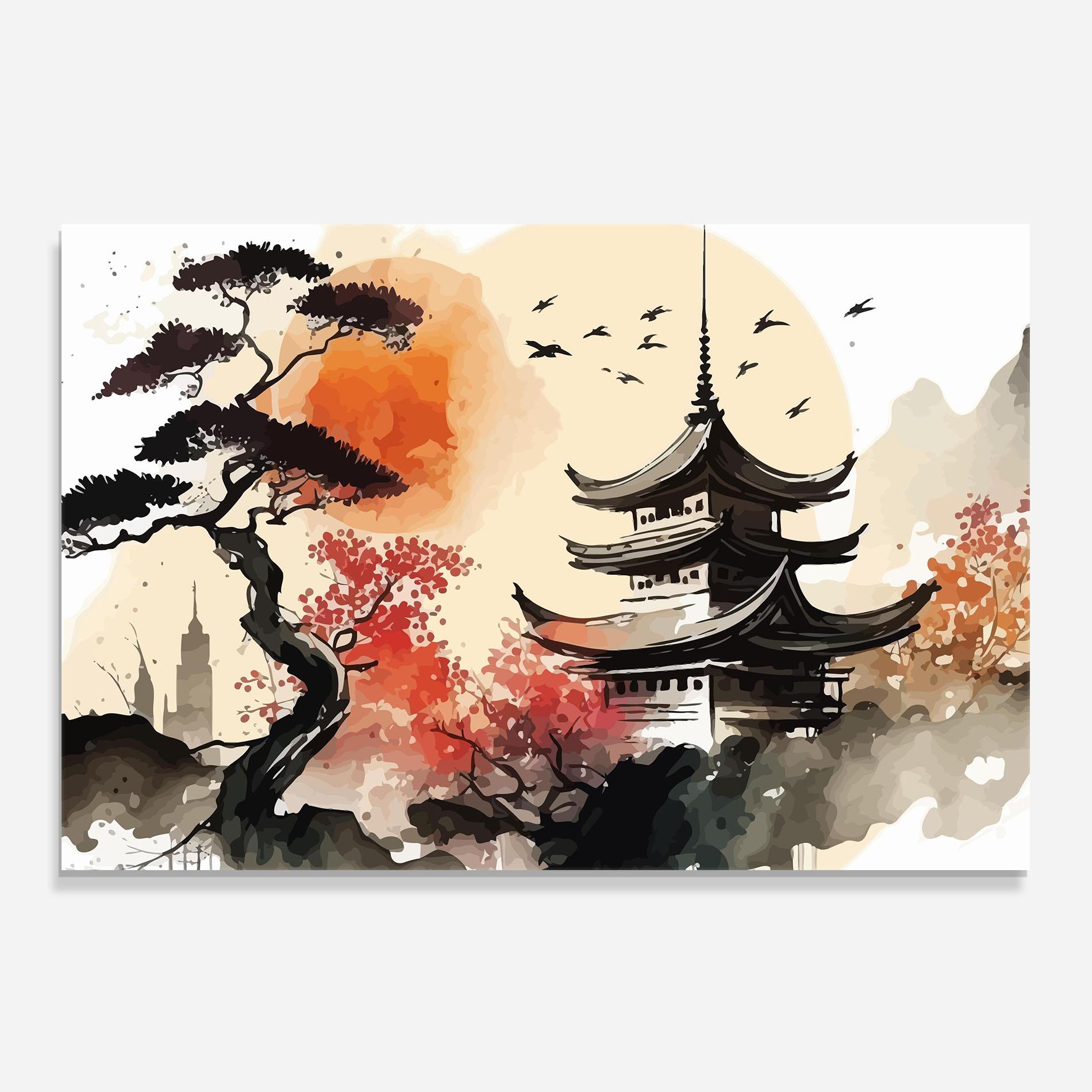 Стъклен панел за кухня Asiatic Beautiful View mockup 0