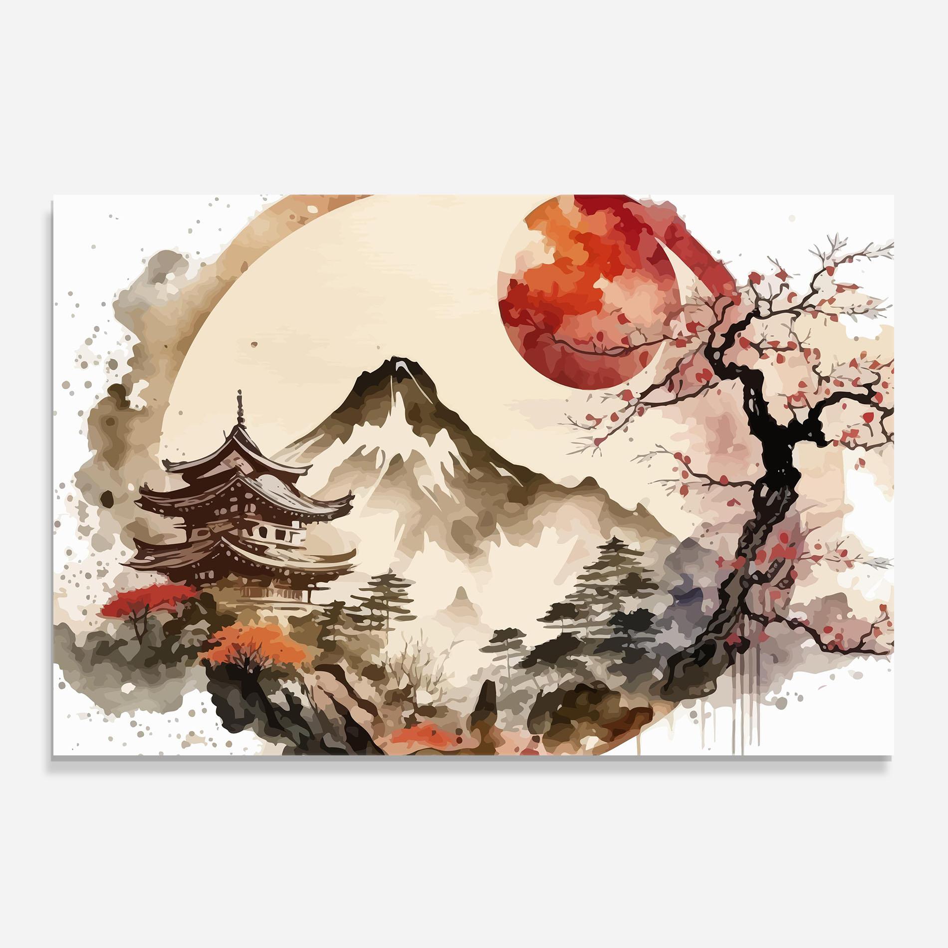 Стъклен панел за кухня Asiatic Blossom View mockup 0