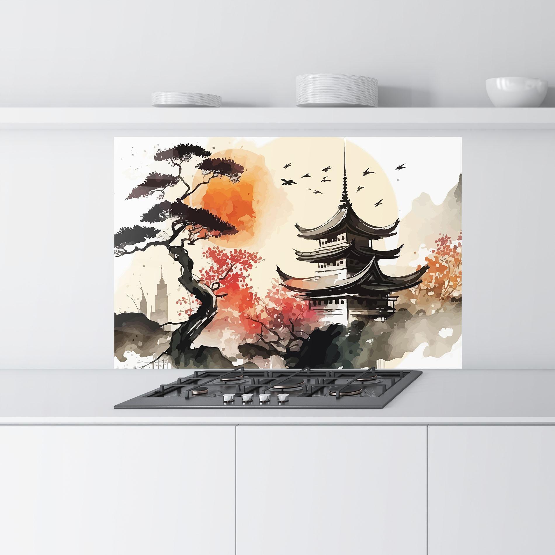 Стъклен панел за кухня Asiatic Beautiful View mockup 9