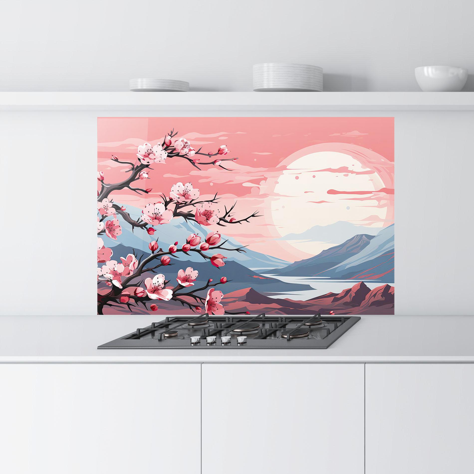 Стъклен панел за кухня Chinese Cherry Blossoms mockup 9