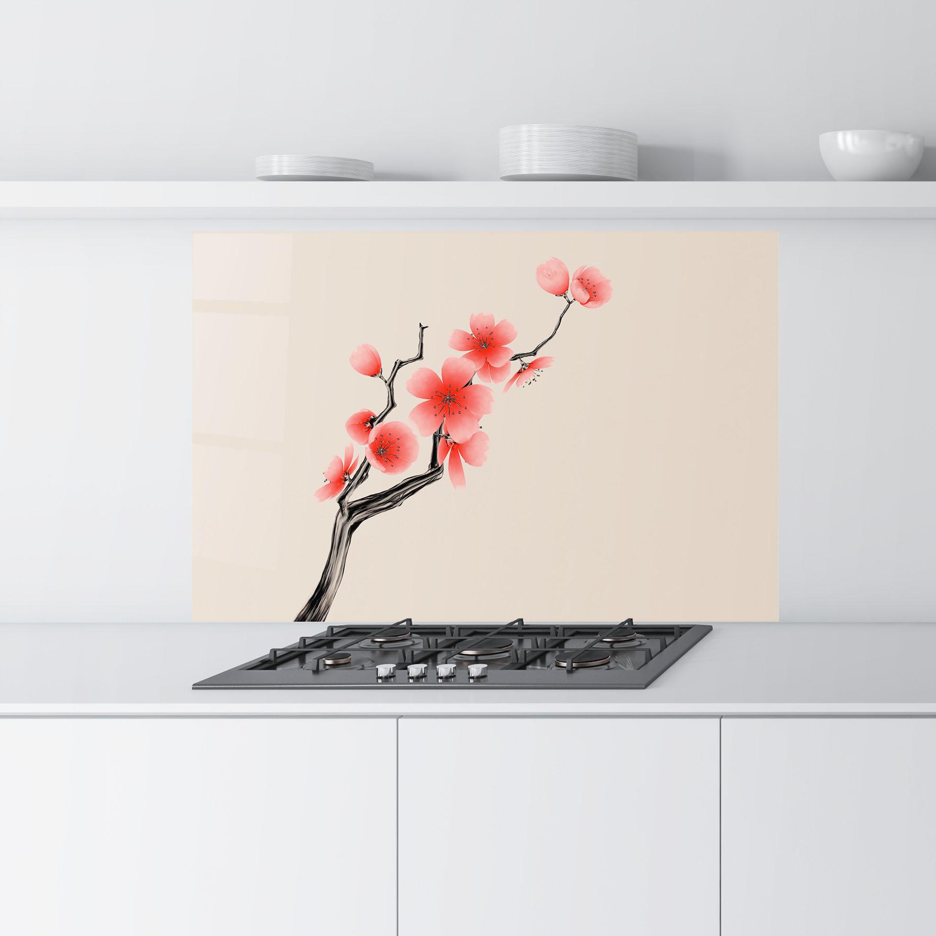 Стъклен панел за кухня Chinese Plum Blossom mockup 9
