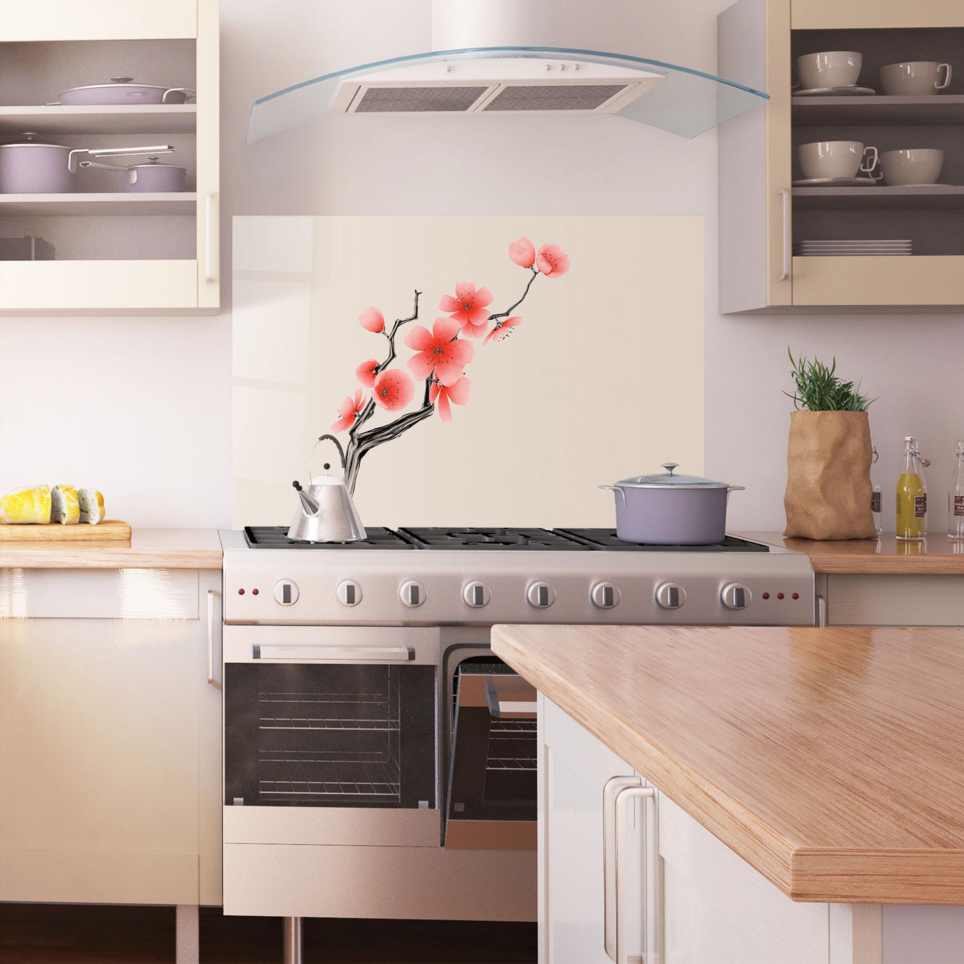 Стъклен панел за кухня Chinese Plum Blossom mockup 1