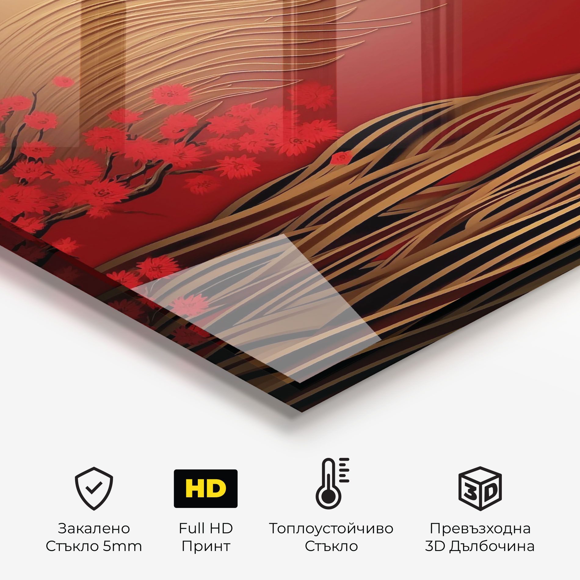 Chinese Bird On Red Gold mockup 2