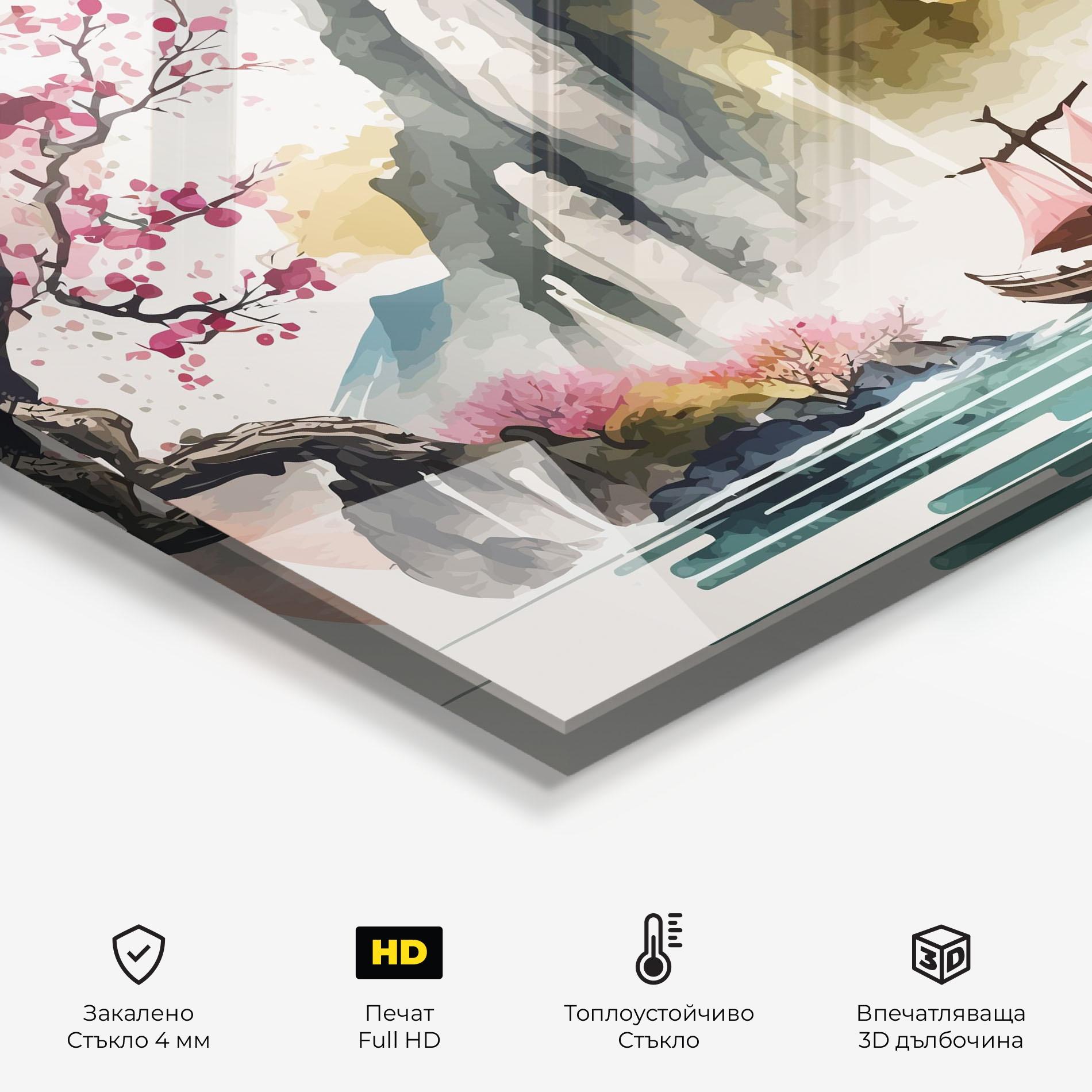 Стъклен панел за кухня Asian Orange Sunset mockup 2