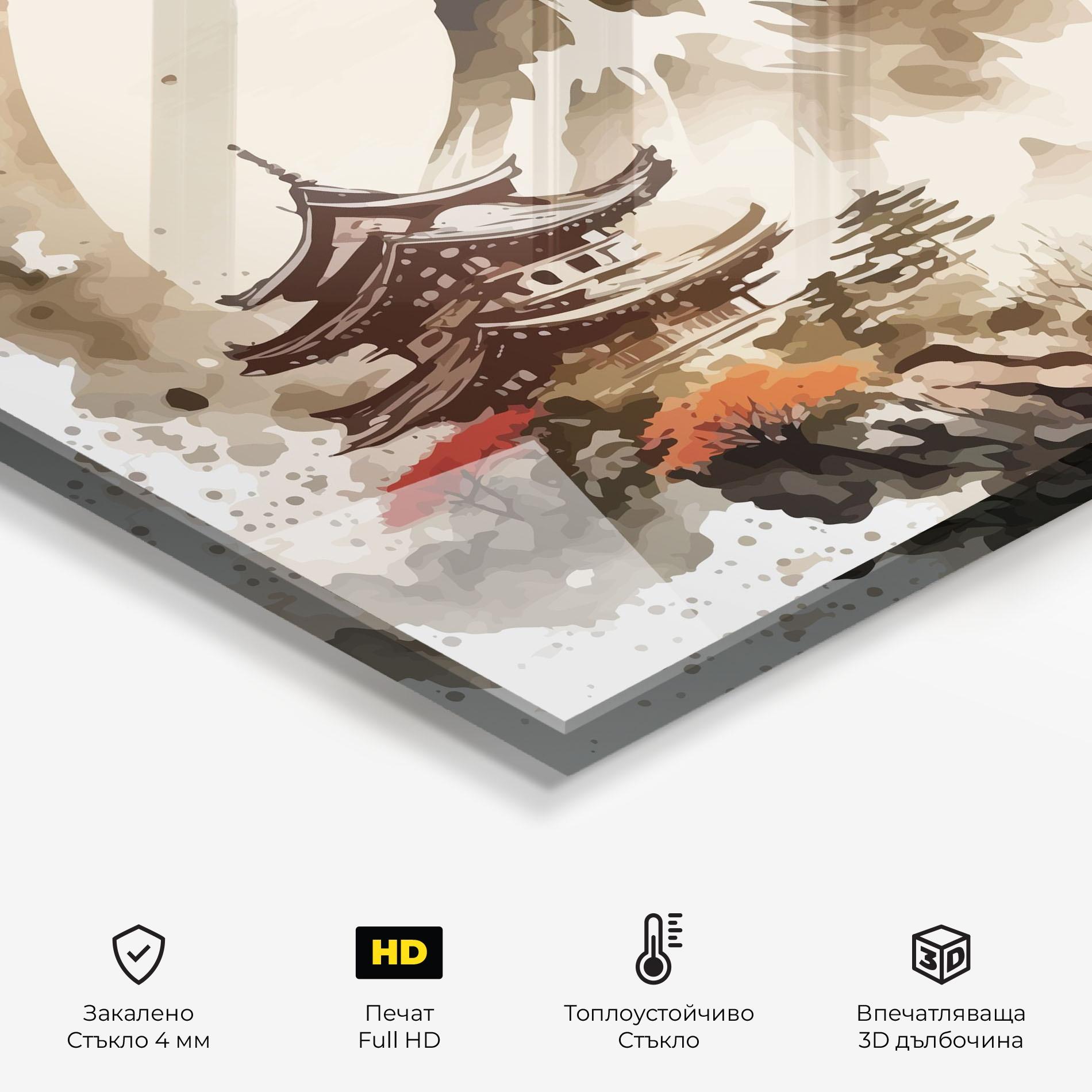 Стъклен панел за кухня Asiatic Blossom View mockup 2