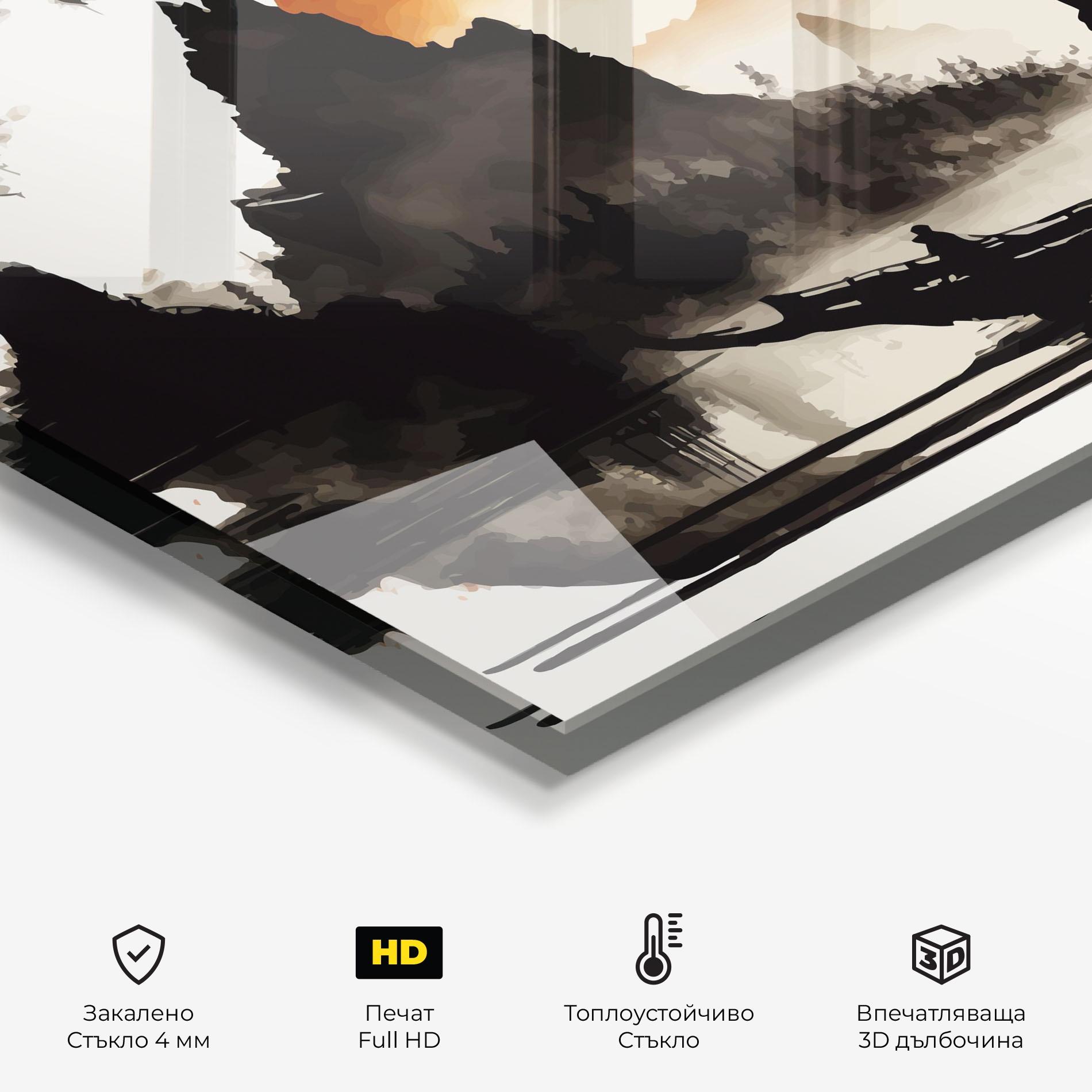 Стъклен панел за кухня Black Asiatic Boat mockup 2