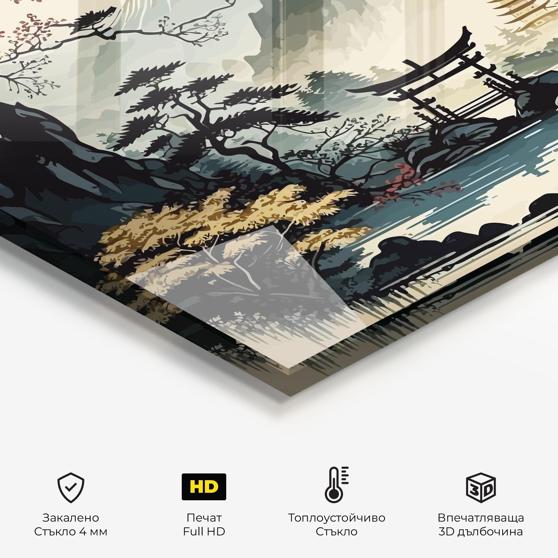 Стъклен панел за кухня Cream Chinese Mountain mockup 2